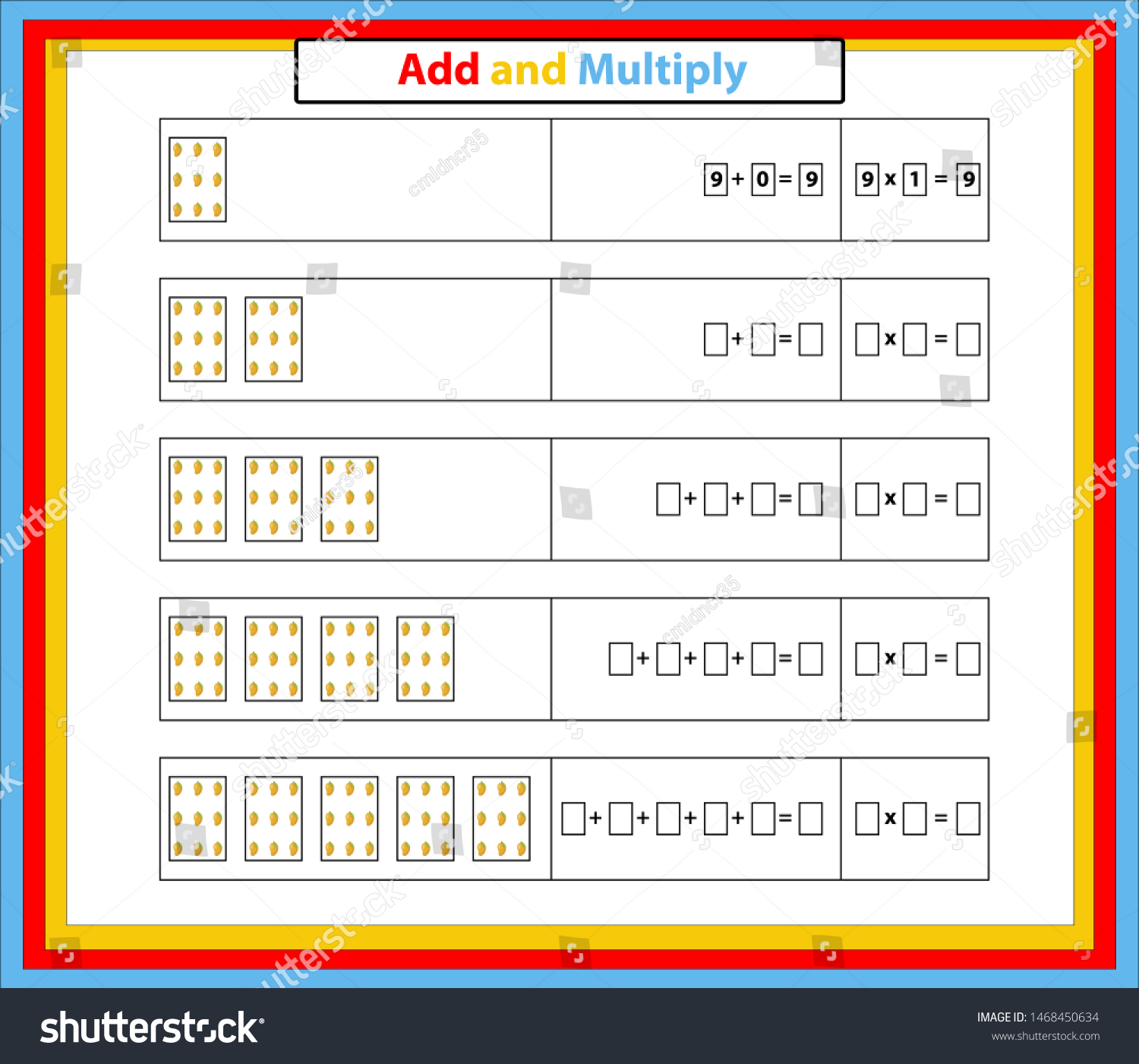Multiplication Table Mathematics Worksheet Educational Game: immagine ...