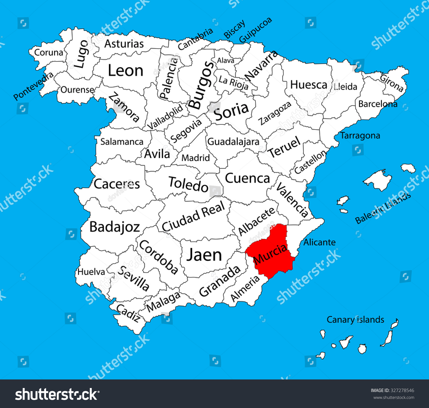 Map Of Murcia And Surrounding Area Murcia Map Silhouette Vector Spain Province Stock Vector (Royalty Free)  327278546 | Shutterstock