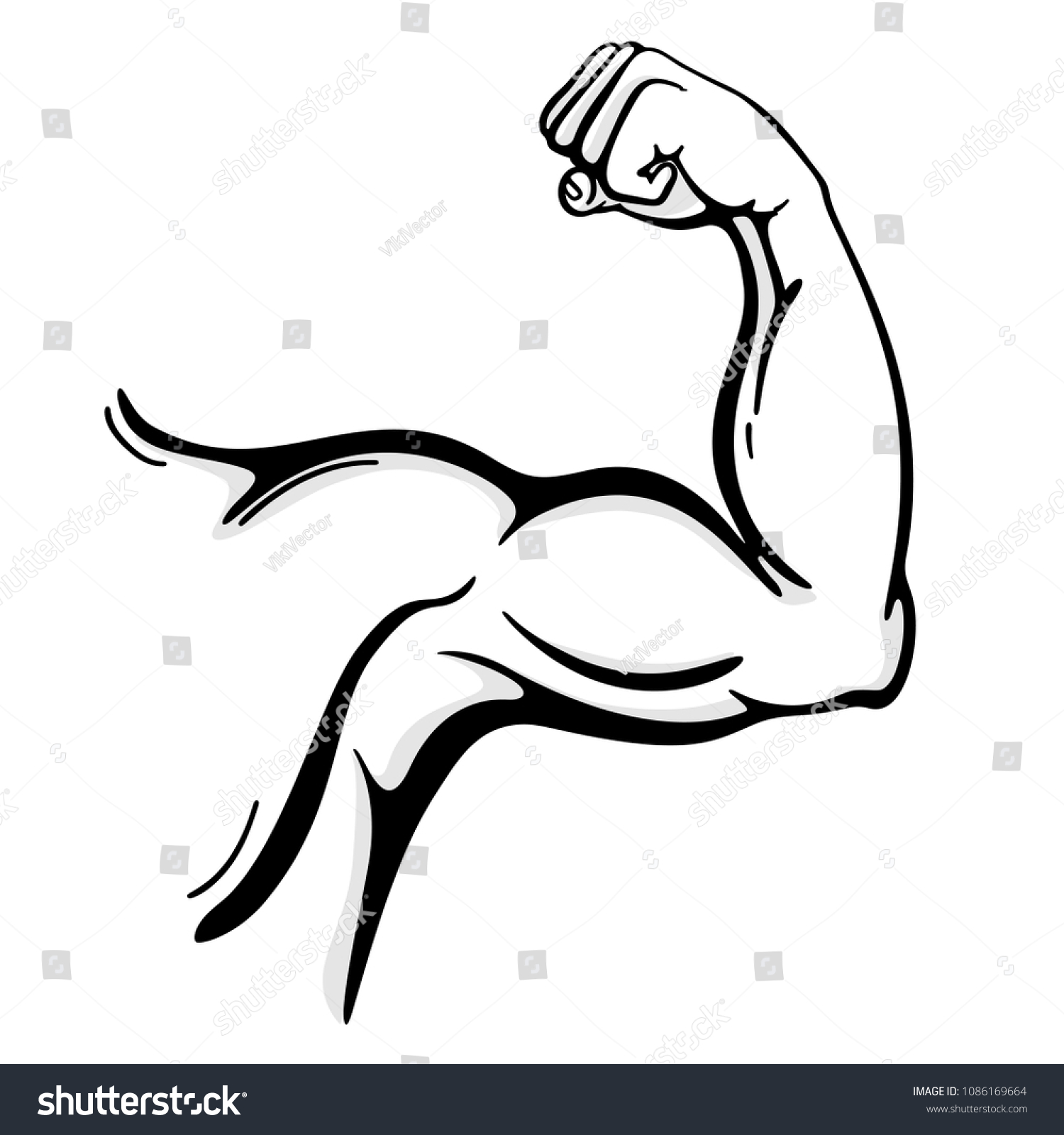 Muscle Arm Line Art Large Human Stock Vector (Royalty Free) 1086169664