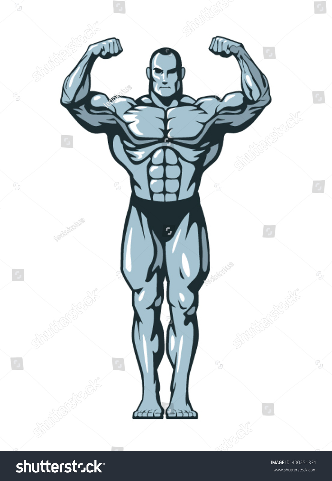 Muscle Bodybuilder Man Flexing His Muscles Stock Vector Royalty Free 400251331 4956