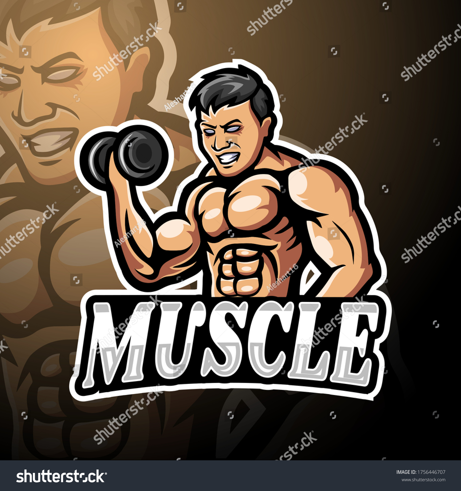 Muscle Esport Logo Mascot Design Stock Vector (Royalty Free) 1756446707 ...