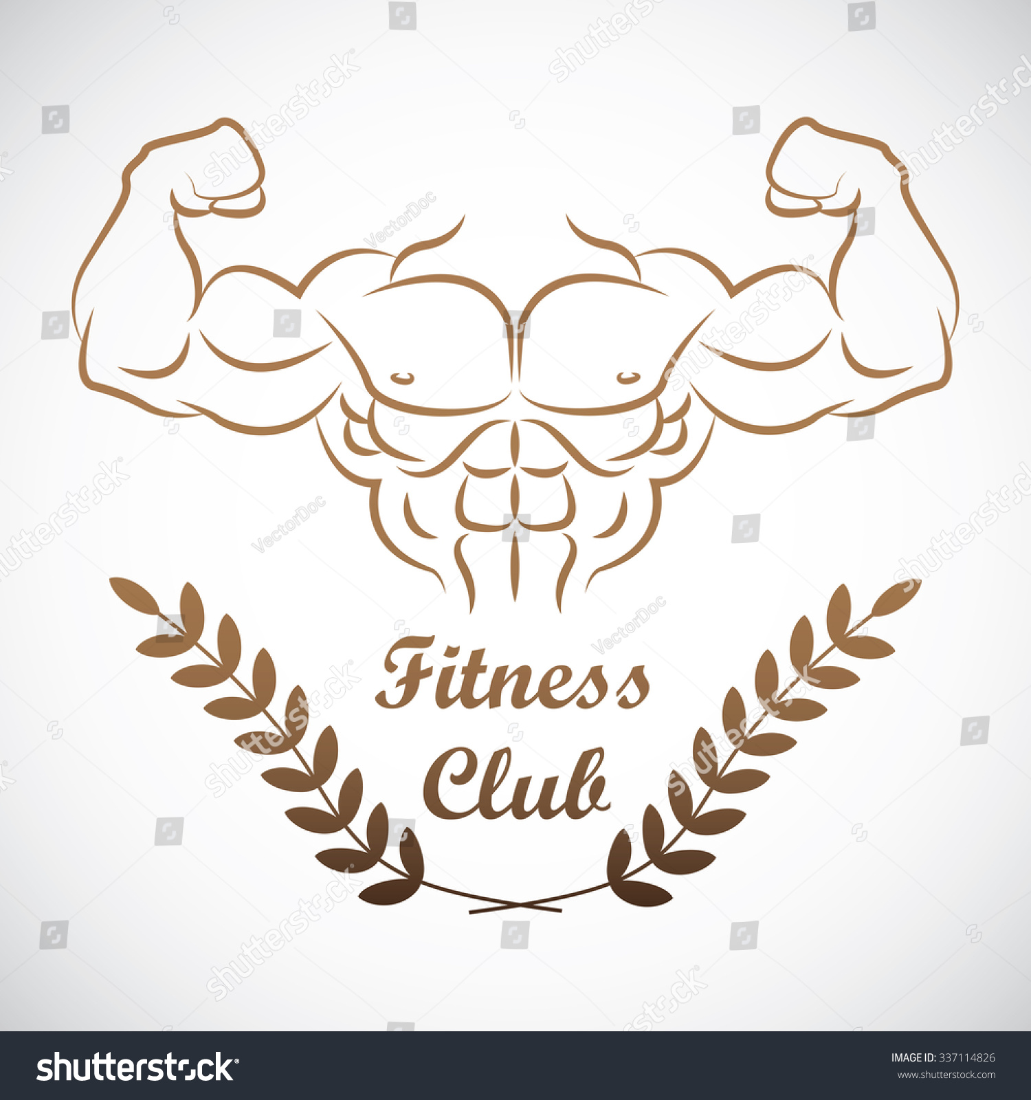 Muscle Man Outline Fitness Club Gym Stock Vector Royalty Free