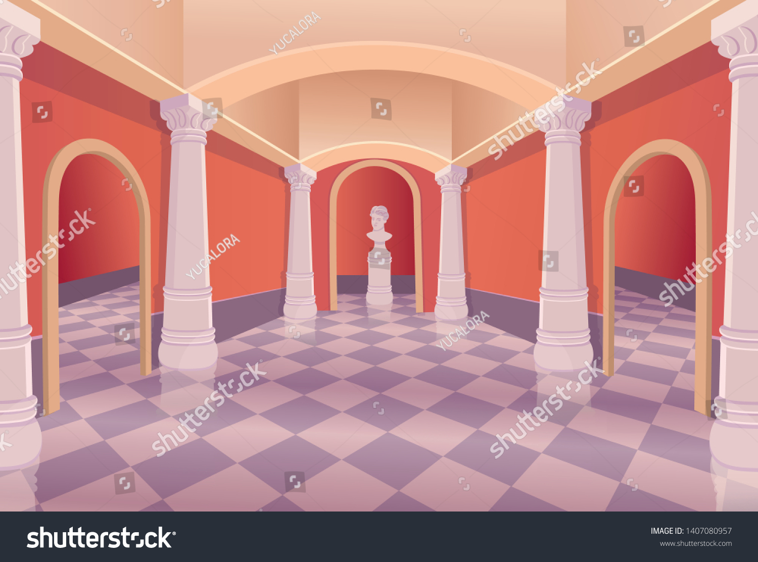 Museum Hall Art Gallery Vector Cartoon Stock Vector (Royalty Free ...