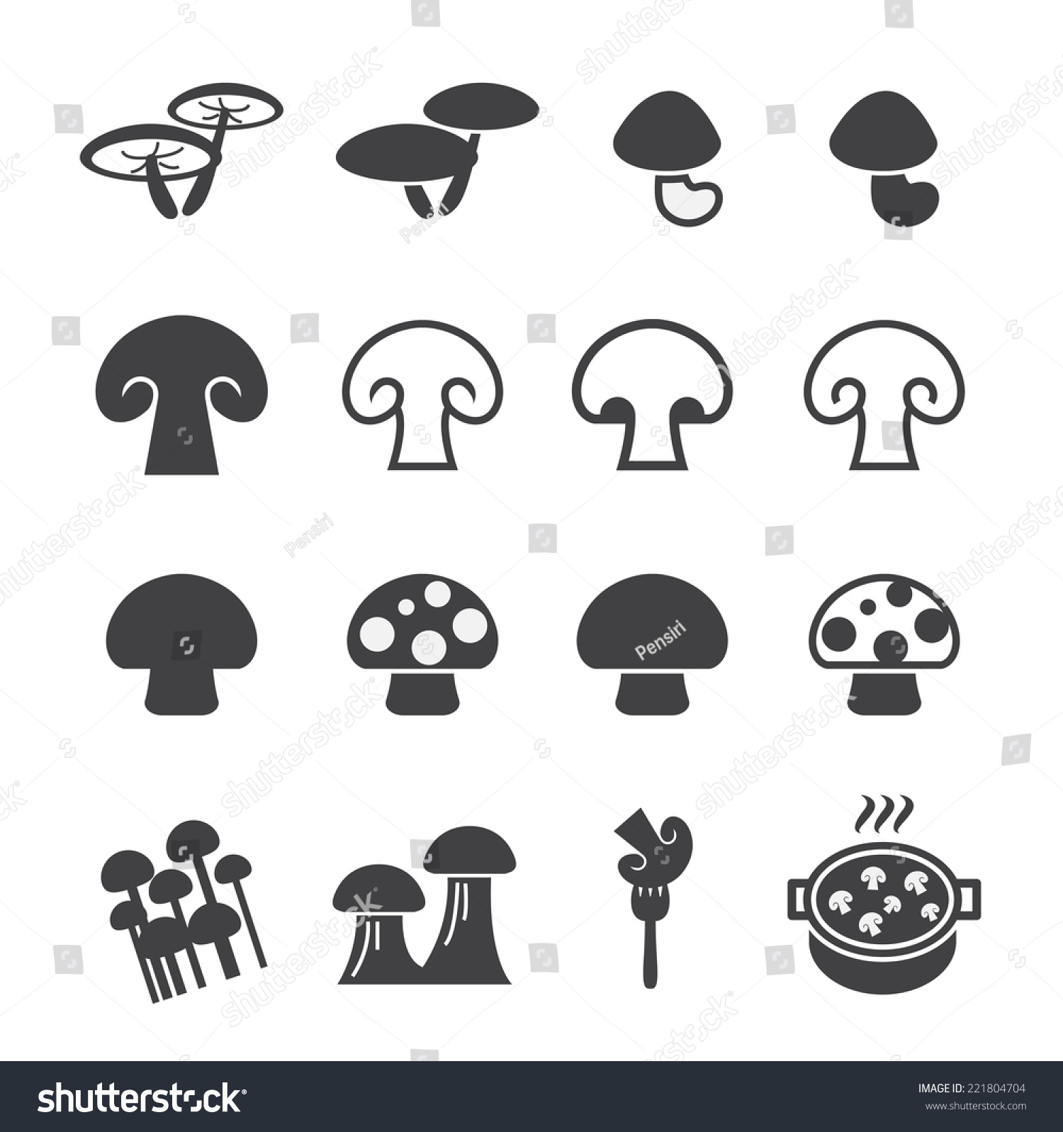 Mushroom Icon Stock Vector Illustration 221804704 : Shutterstock