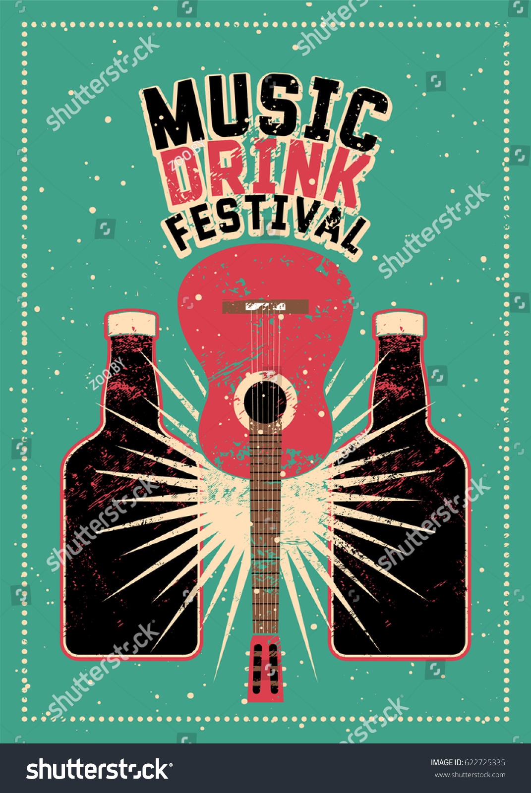 Music Drink Festival Typographic Grunge Poster Stock Vector Royalty