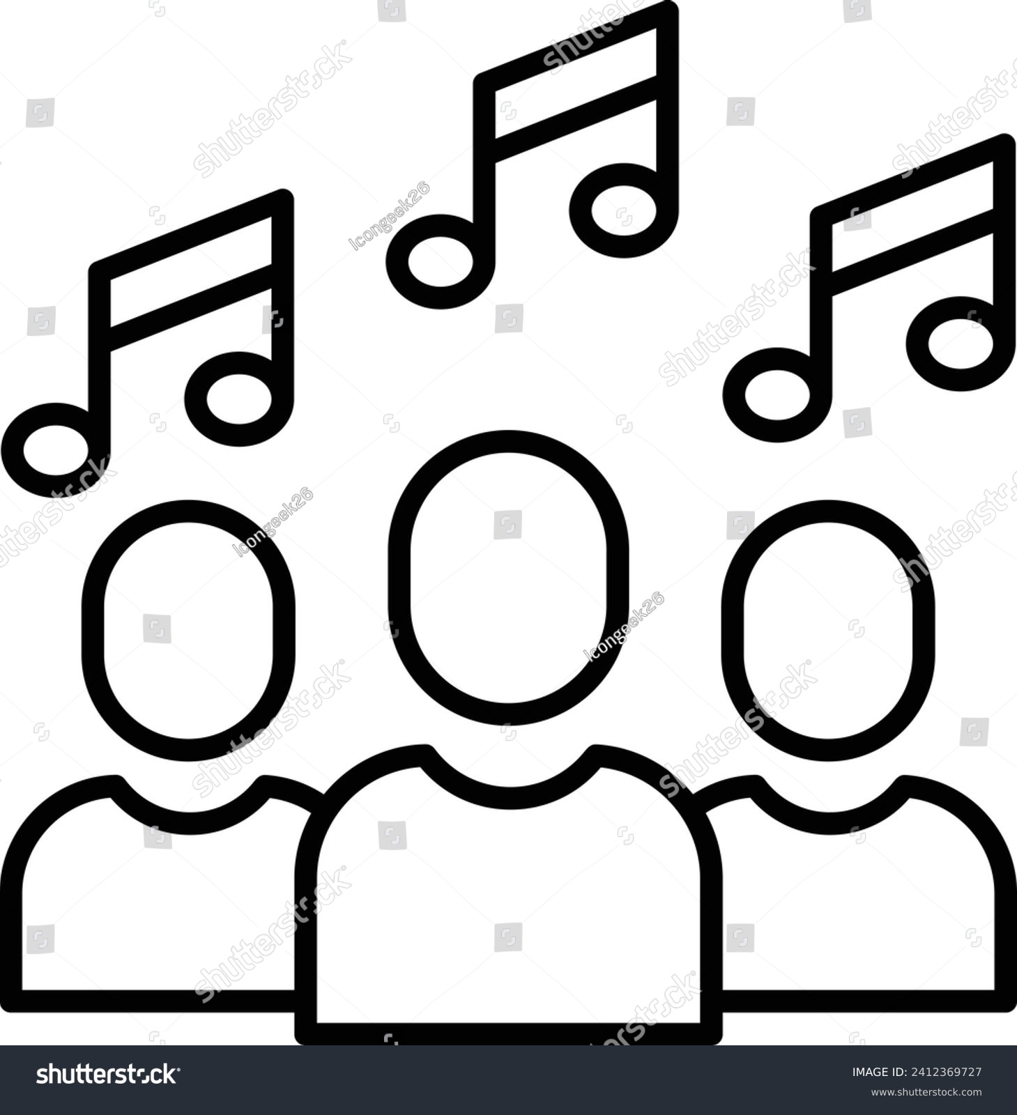 black music notes and people singing clip art preview