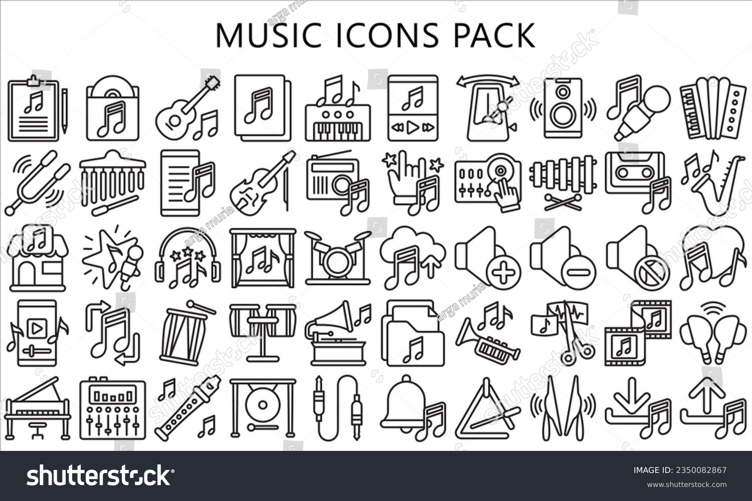 SVG of Music black outline icons pack. contain guitar, drum, piano, speaker, note equipment and more. use for modern concept, UI or UX kit, web and app development. vector EPS 10 ready convert to SVG. svg