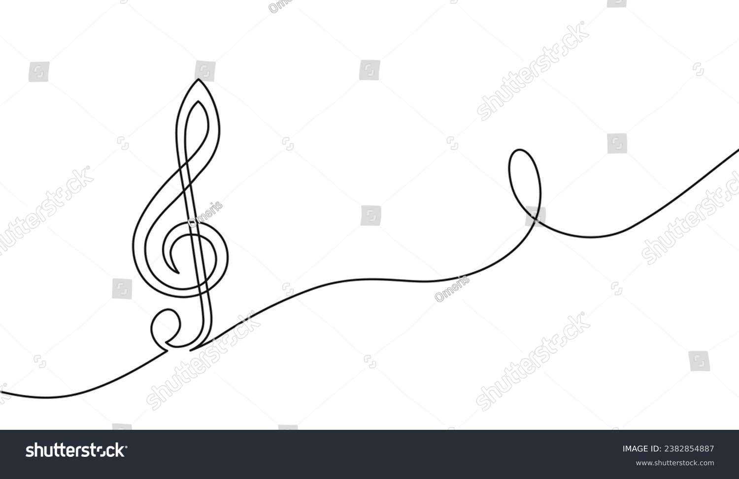 recommend clip art: Music clef one line. Art note. Continuous line drawing. Hand draw concert. Outline vocal icon. Concept school musical notes. Sketch black notes isolated on white background. Vector illustration 