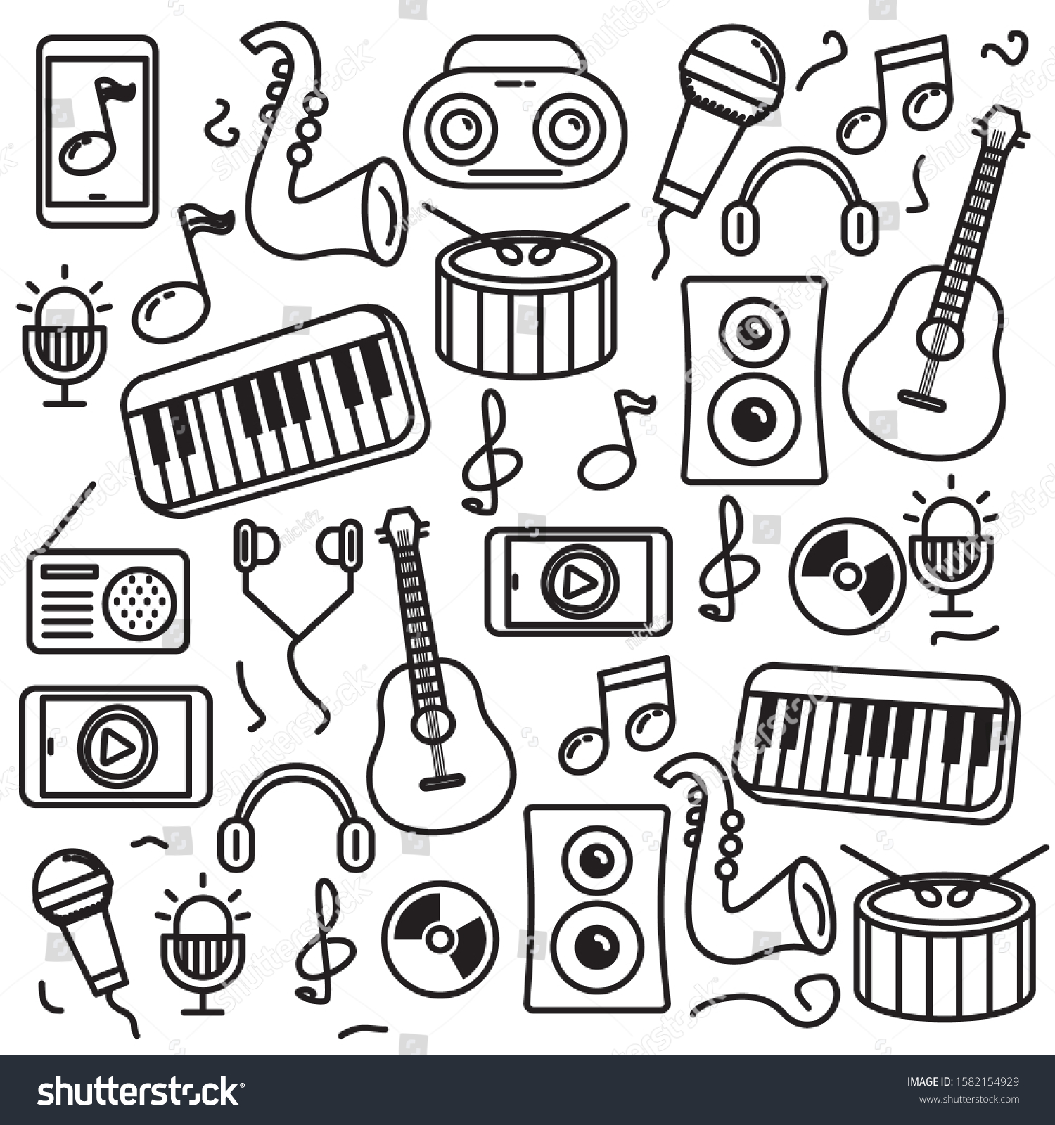 Music Doodle Vector Illustration Set Music Stock Vector (Royalty Free ...