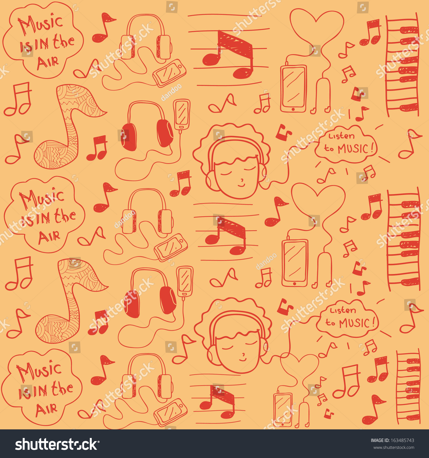 Music Doodle Wallpaper Stock Vector Royalty Free 163485743