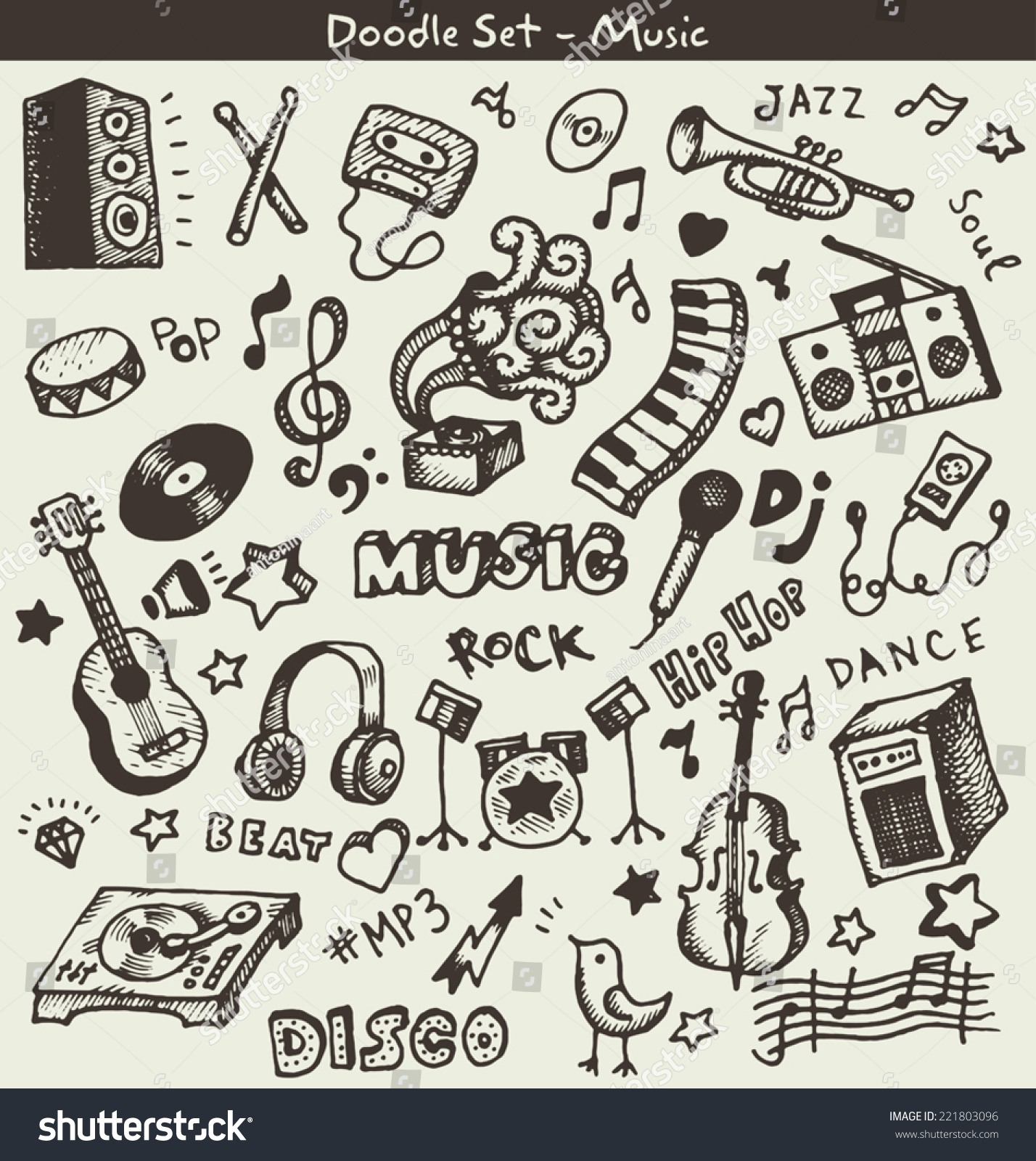 Music Doodles Vector Stock Vector Royalty Free 221803096