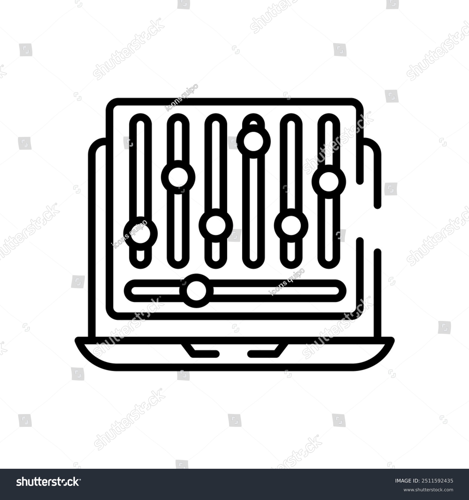 black laptop audio mixer control panel clip art preview
