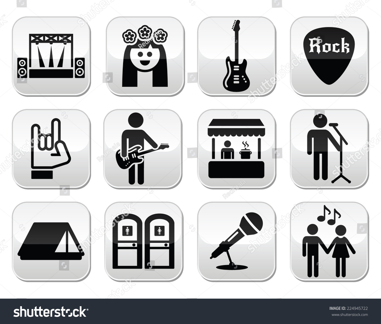 Music Festival Live Concert Vector Buttons Stock Vector 224945722 ...