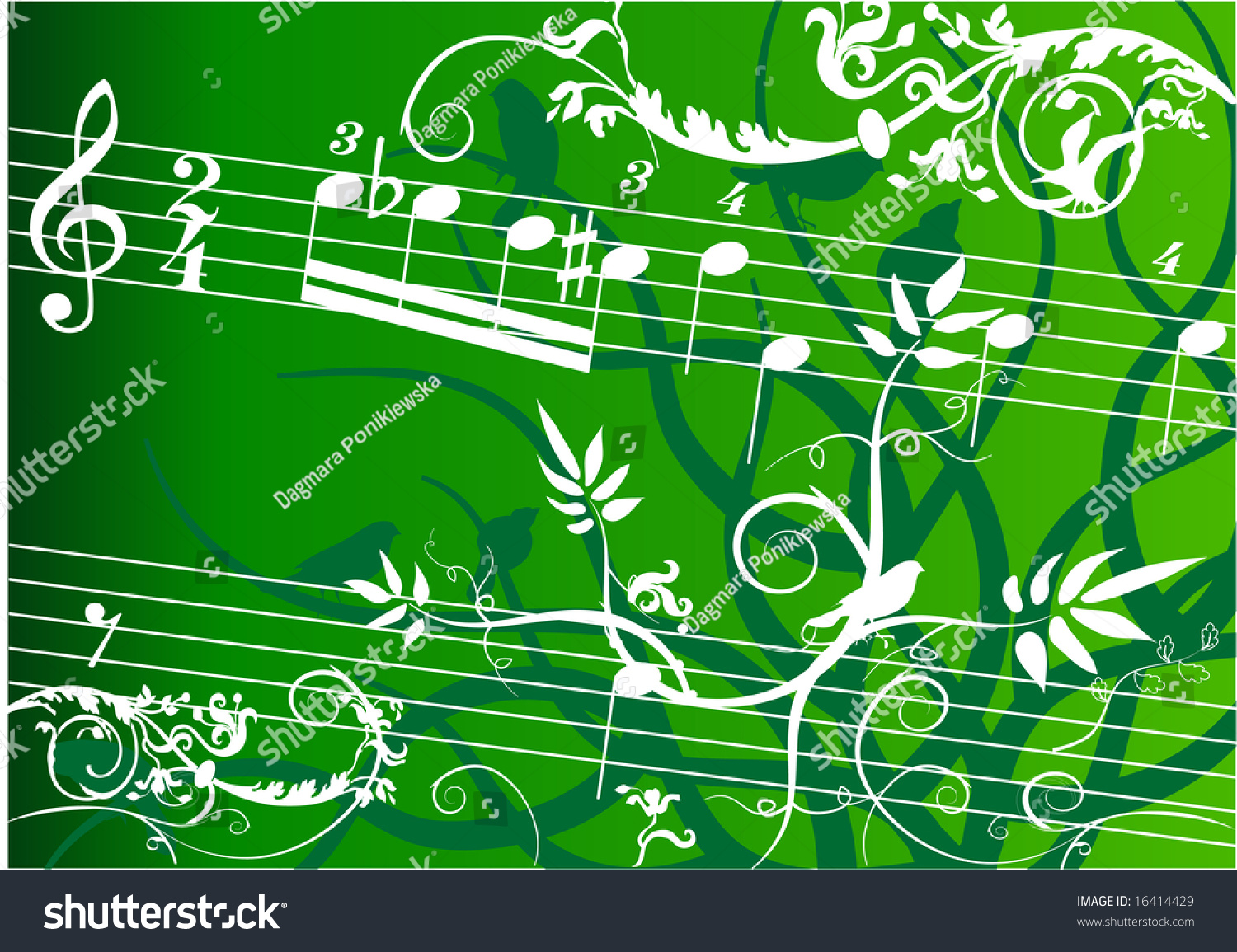 Music Floral Vector Background - 16414429 : Shutterstock