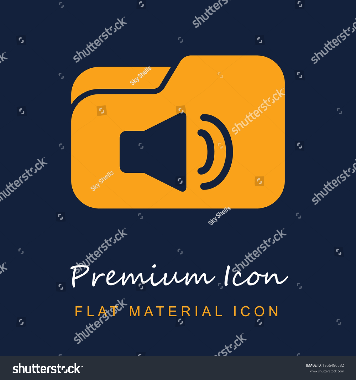 SVG of Music Folder premium material ui ux isolated vector icon in navy blue and orange colors svg
