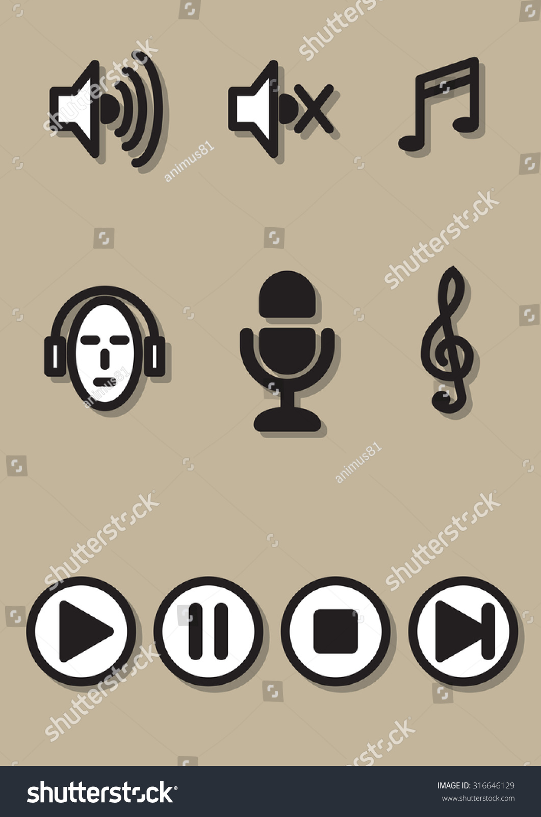 Music Icon On Beige Background Stock Vector Royalty Free