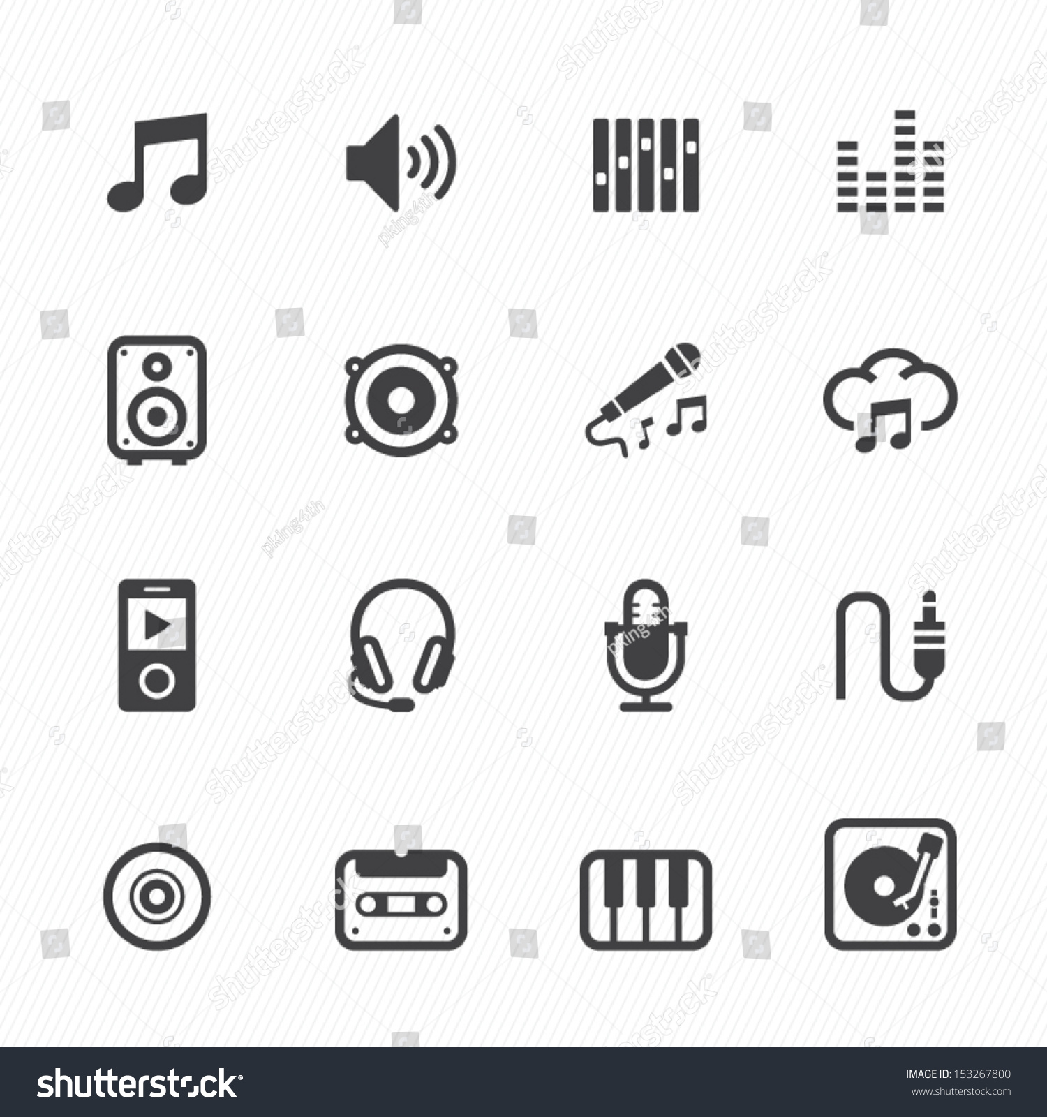 Music Icons White Background Stock Vector 153267800 - Shutterstock