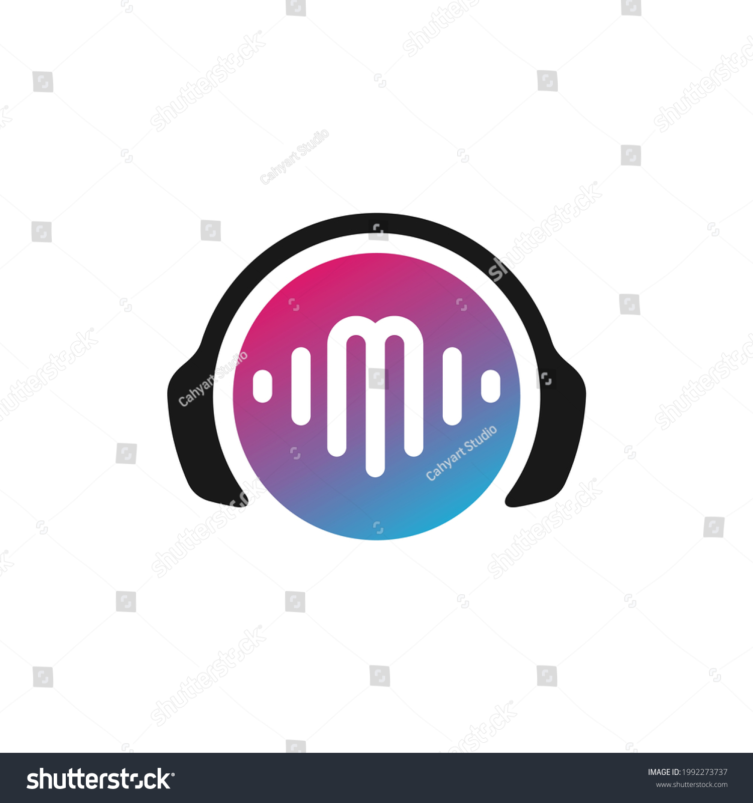 Music Logo Headphones Silhouette Music Wave Stock Vector (Royalty Free ...