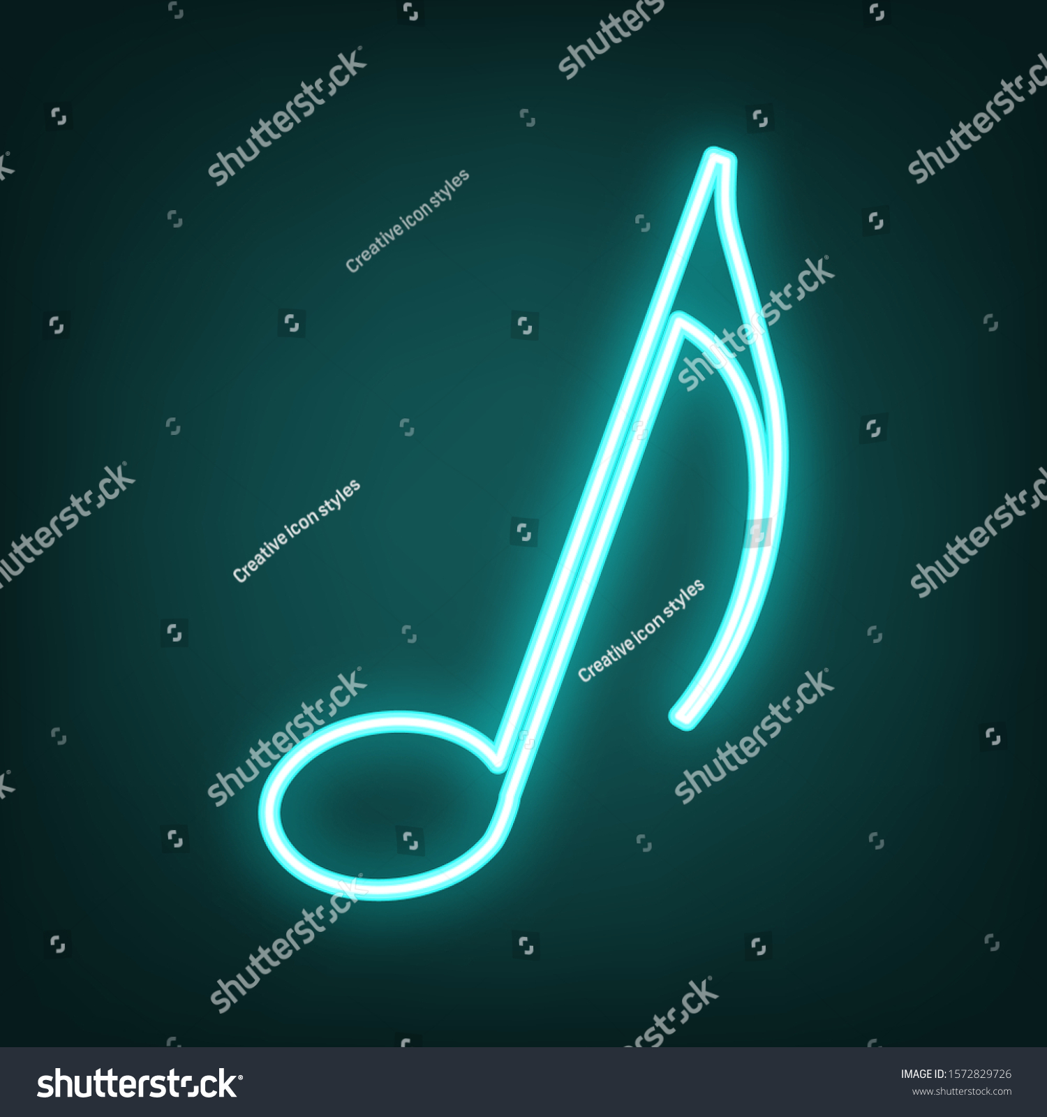 Music Note Sign Cyan Neon Icon Stock Vector Royalty Free