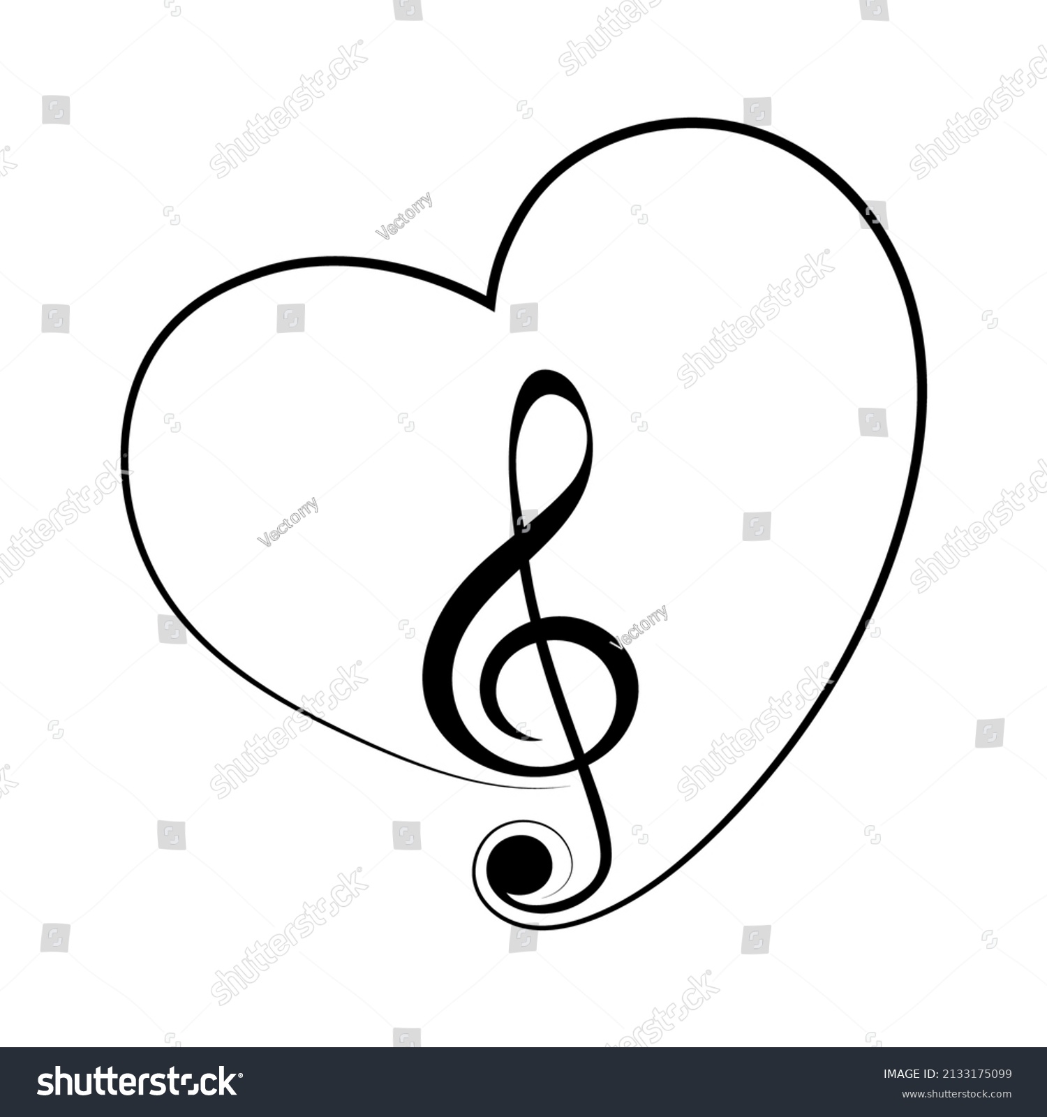 Music Note Treble Clef Heart Shape Stock Vector (Royalty Free