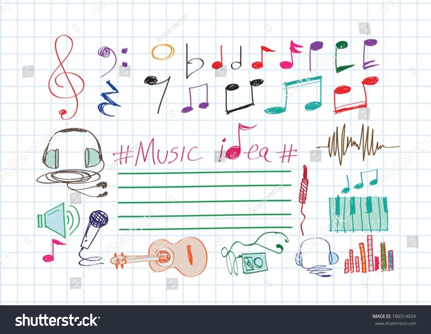 Music Notes Music Icons Stock Vector (Royalty Free) 180314924 ...