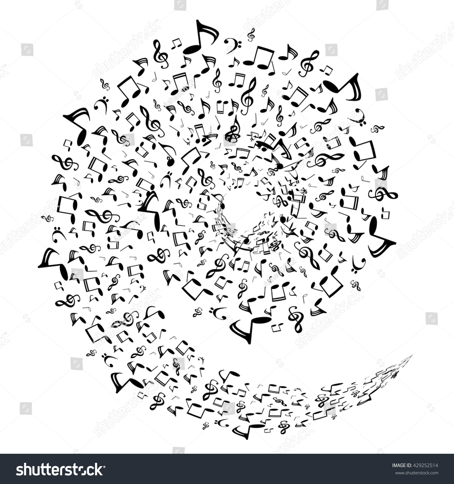 Music Notes Twisted Into Spiral On Stock Vector (Royalty Free) 429252514