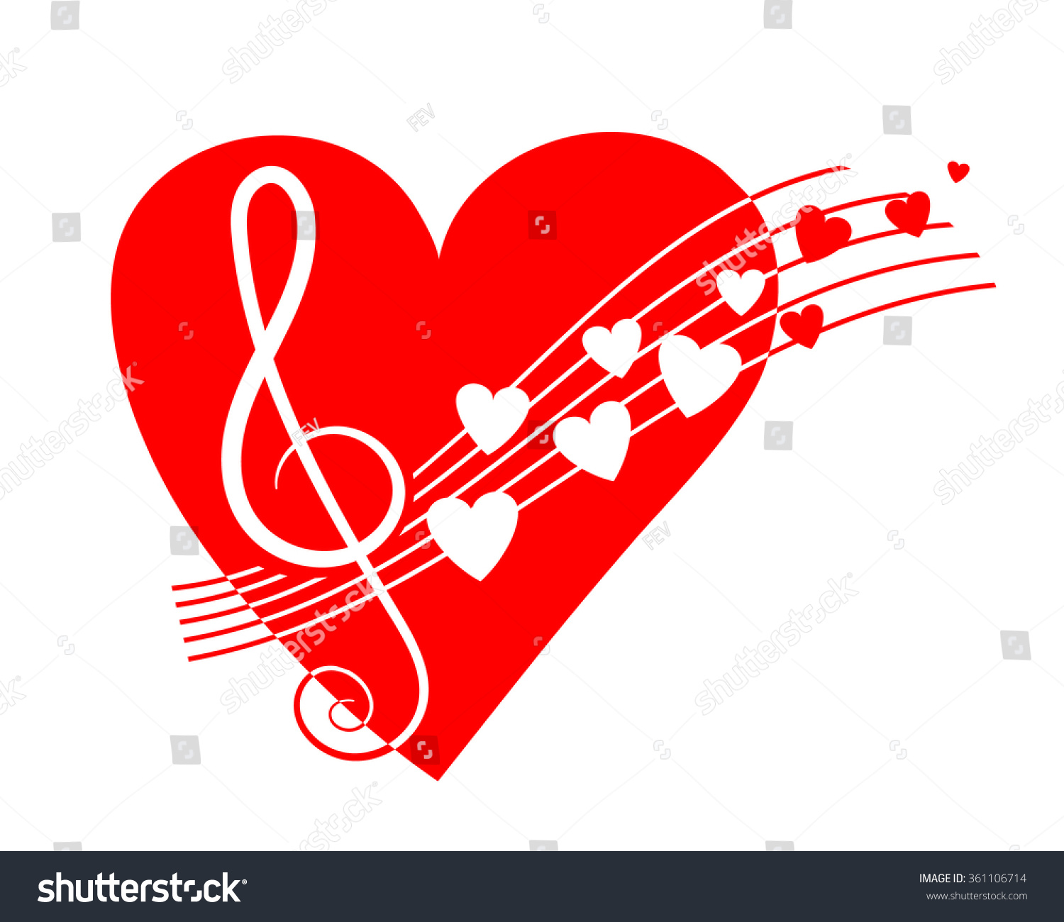 Music Notes Big Red Heart Stock Vector Royalty Free