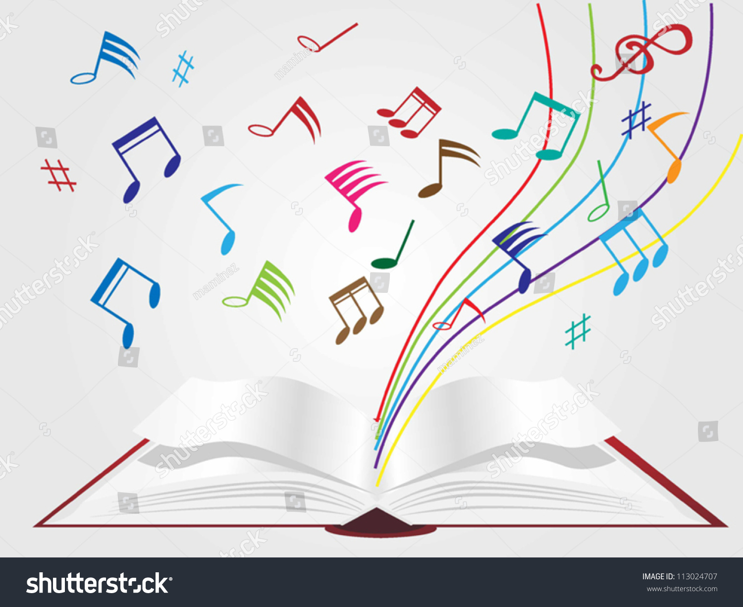 Music On Book Background Stock Vector 113024707 - Shutterstock