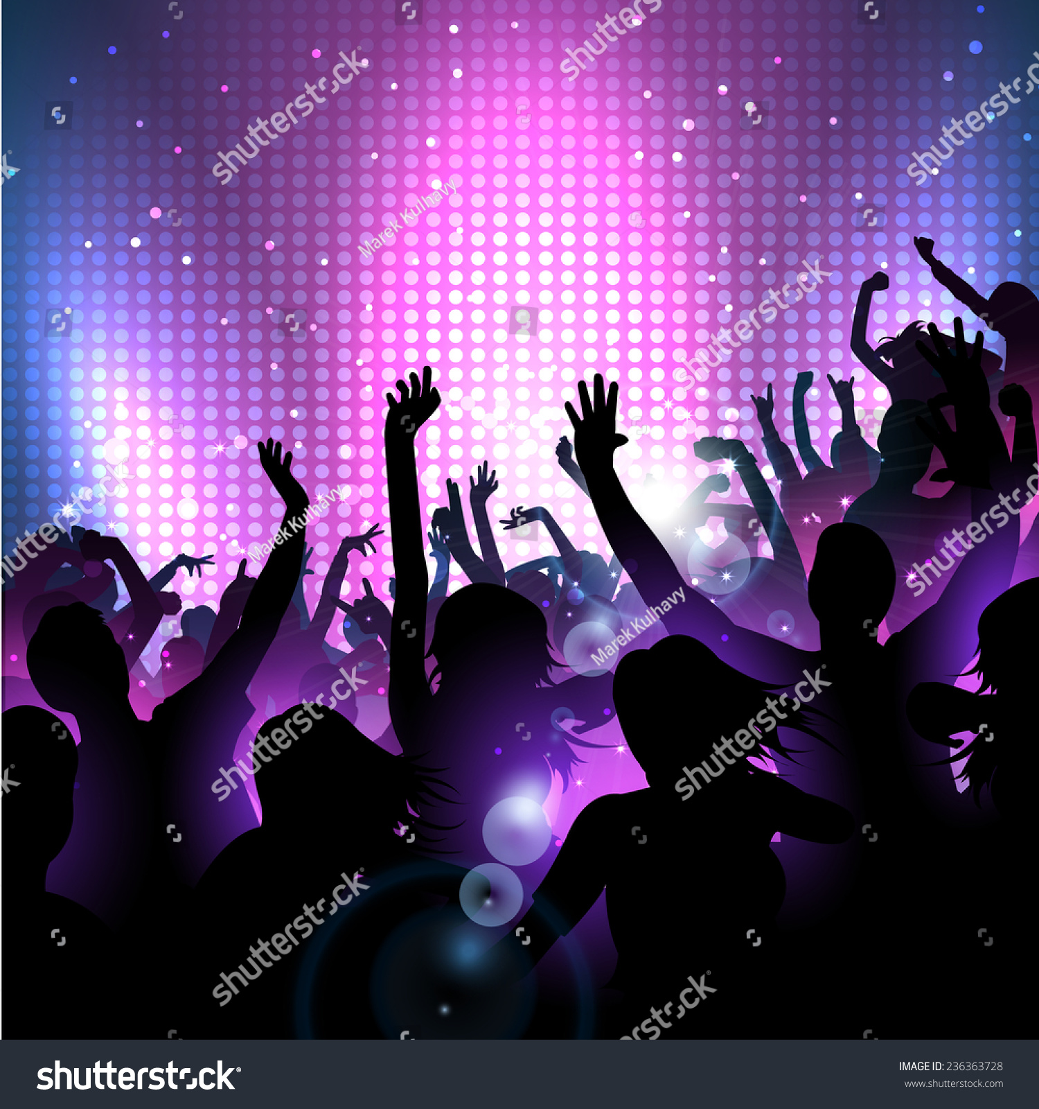 Music Party Background Silhouettes Dancing People Stock Vector ...