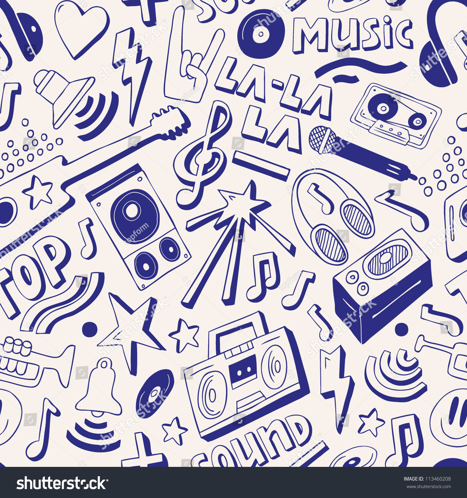 Music - Seamless Background Stock Vector Illustration 113460208 ...