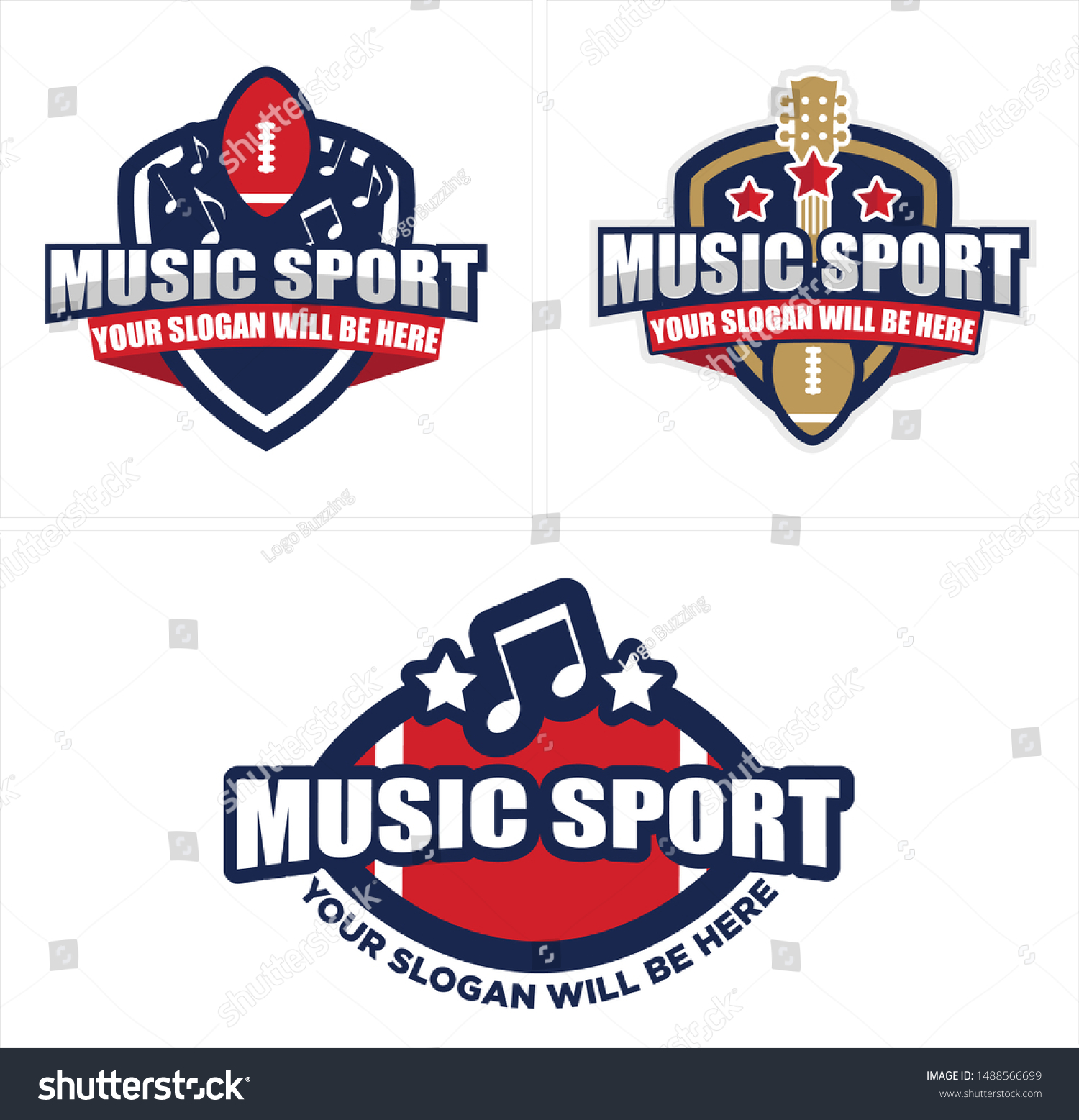 Music Sport Logo Badge Note Musical Stock Vector Royalty Free