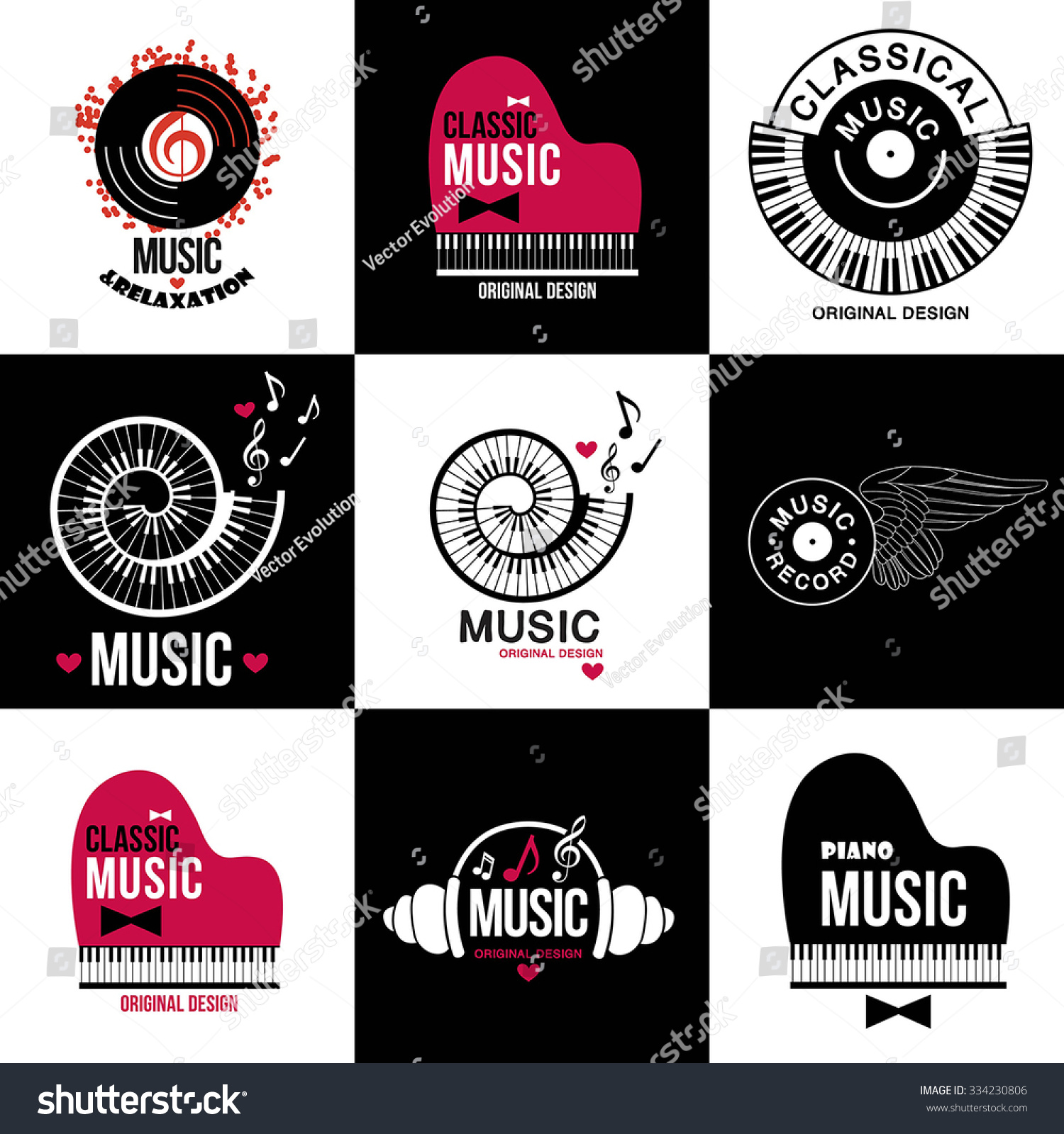 Music Style Logo Icon Templates Music Image Vectorielle 334230806
