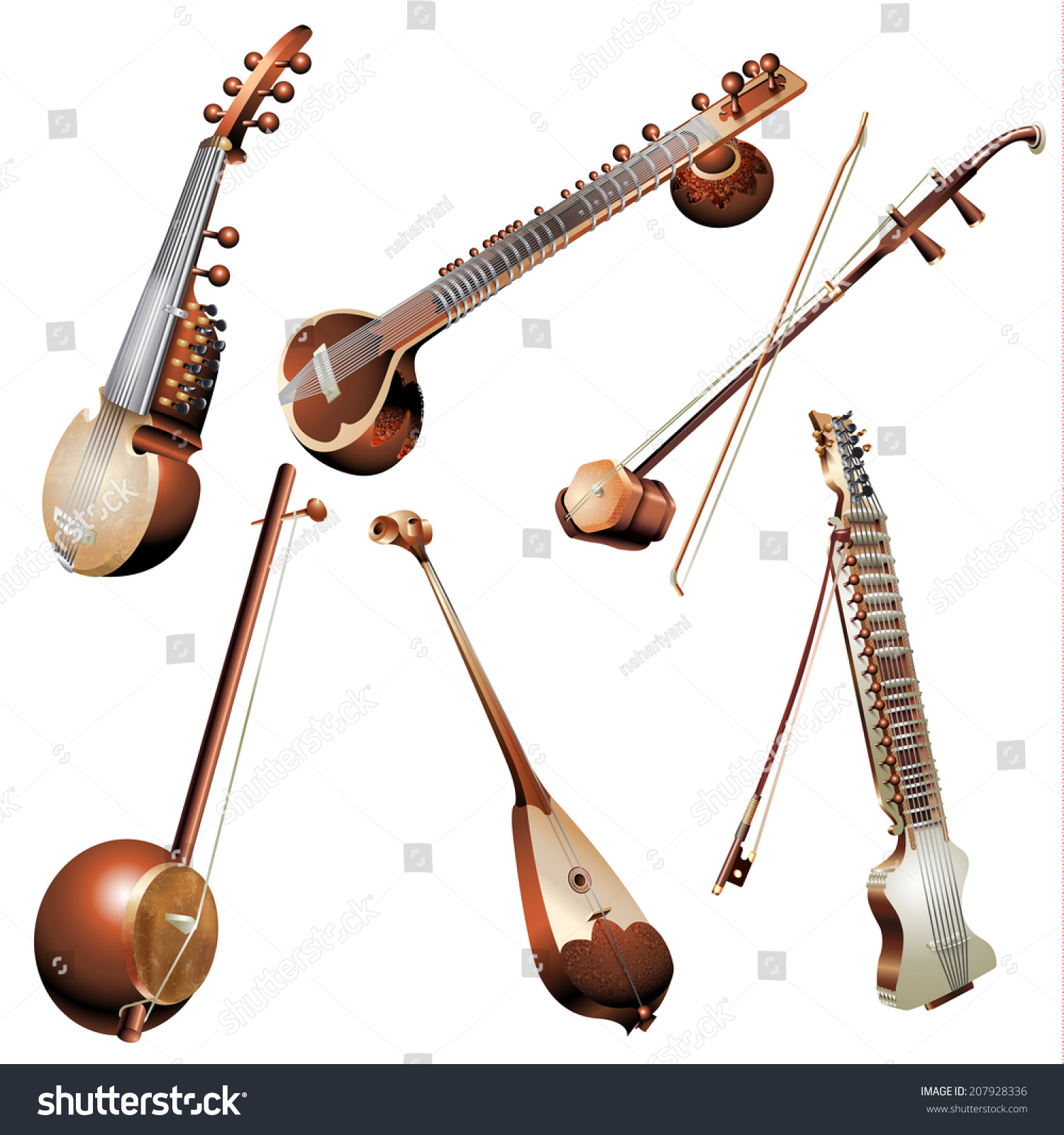 Musical Background Series Set Traditional String Stock Vector 207928336 ...