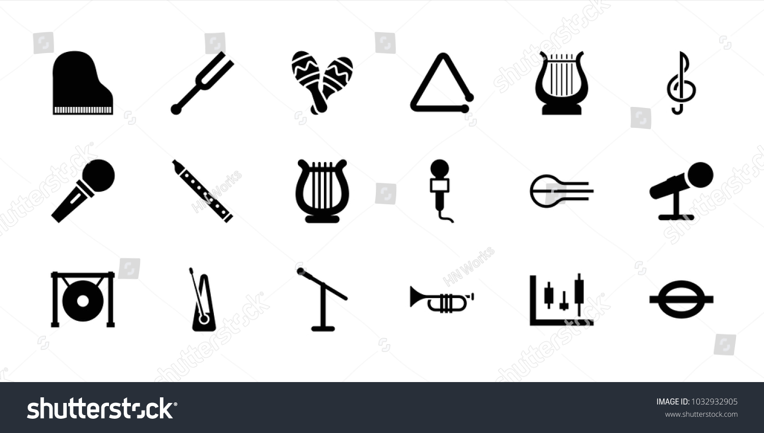 Musical Icons Set 18 Editable Filled Stock Vector Royalty Free