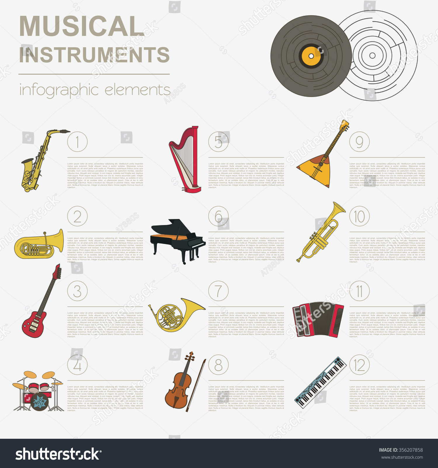 Worksheet Types Of Instruments musical instruments graphic template all types stock vector of infographic illustration