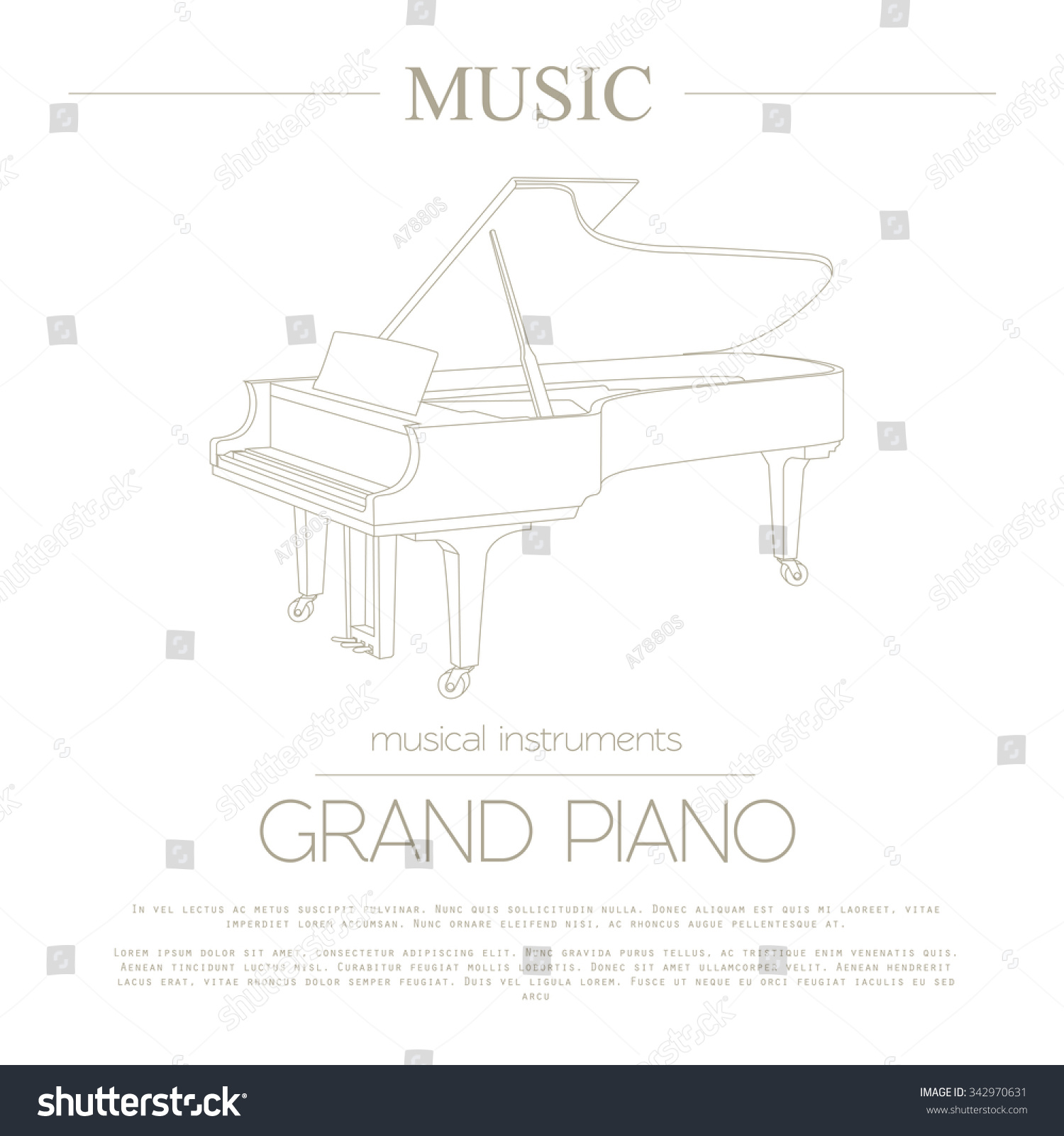 musical instruments graphic template grand piano stock vector