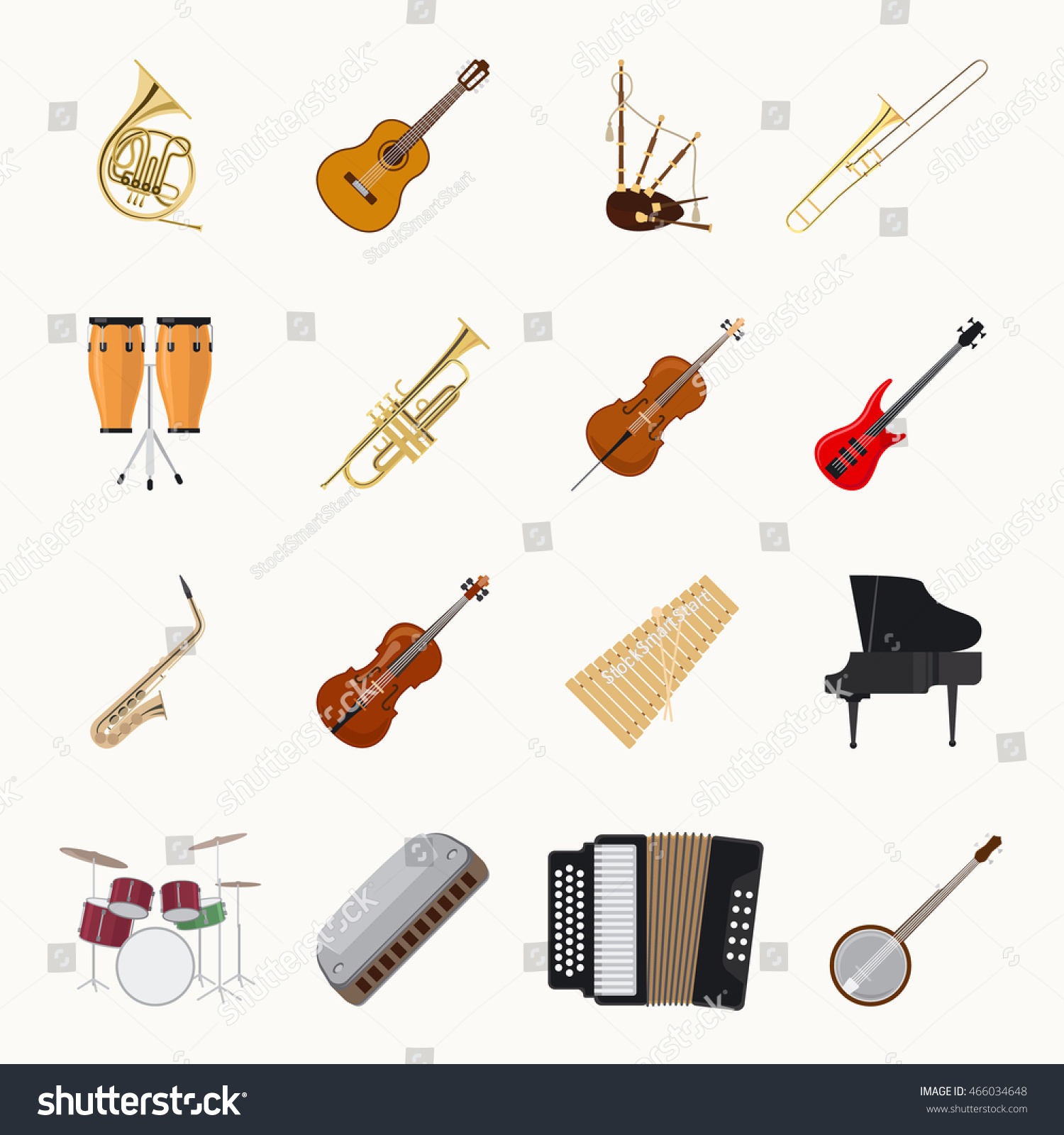 Musical Instruments Icons Isolated On White Background. Orchestra Music ...