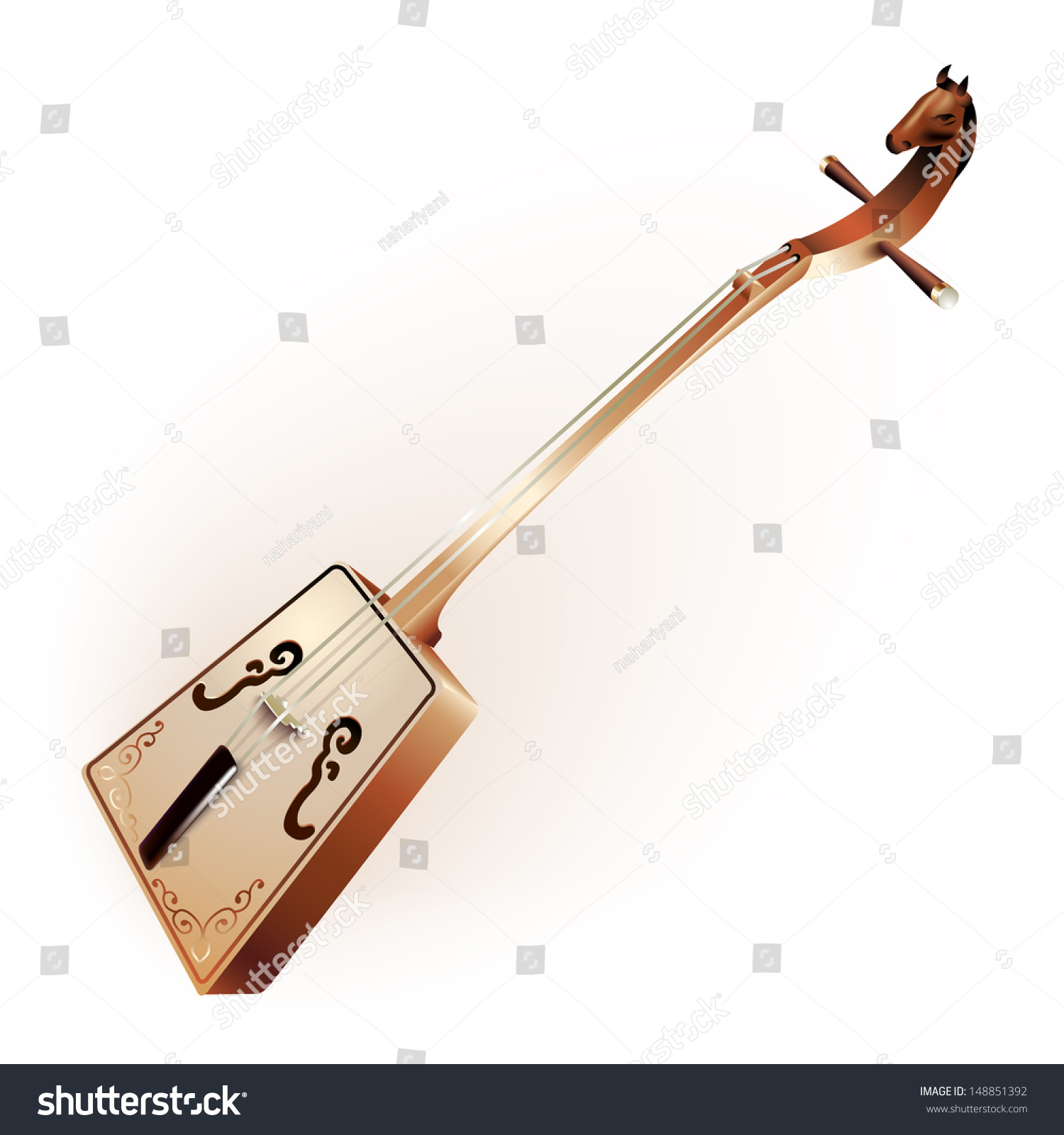 Musical Instruments Series. Traditional Mongolian Morin Khuur, Isolated ...