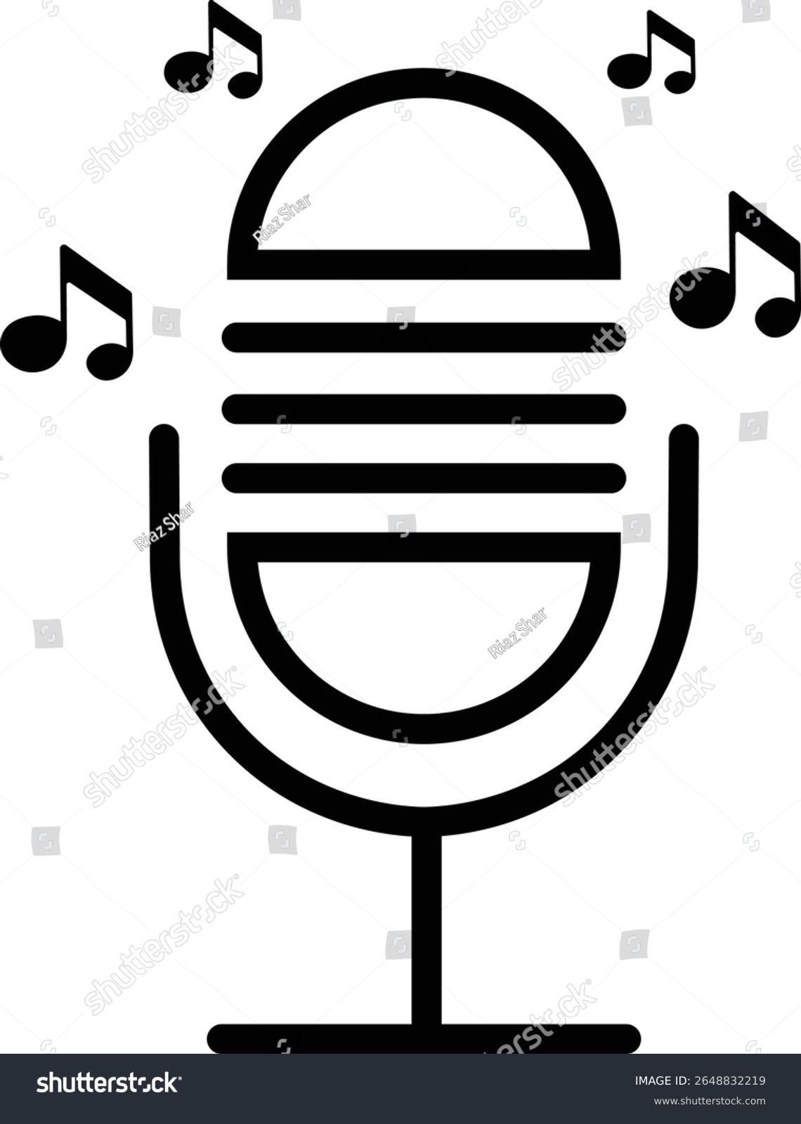 black microphone with musical notes clip art preview