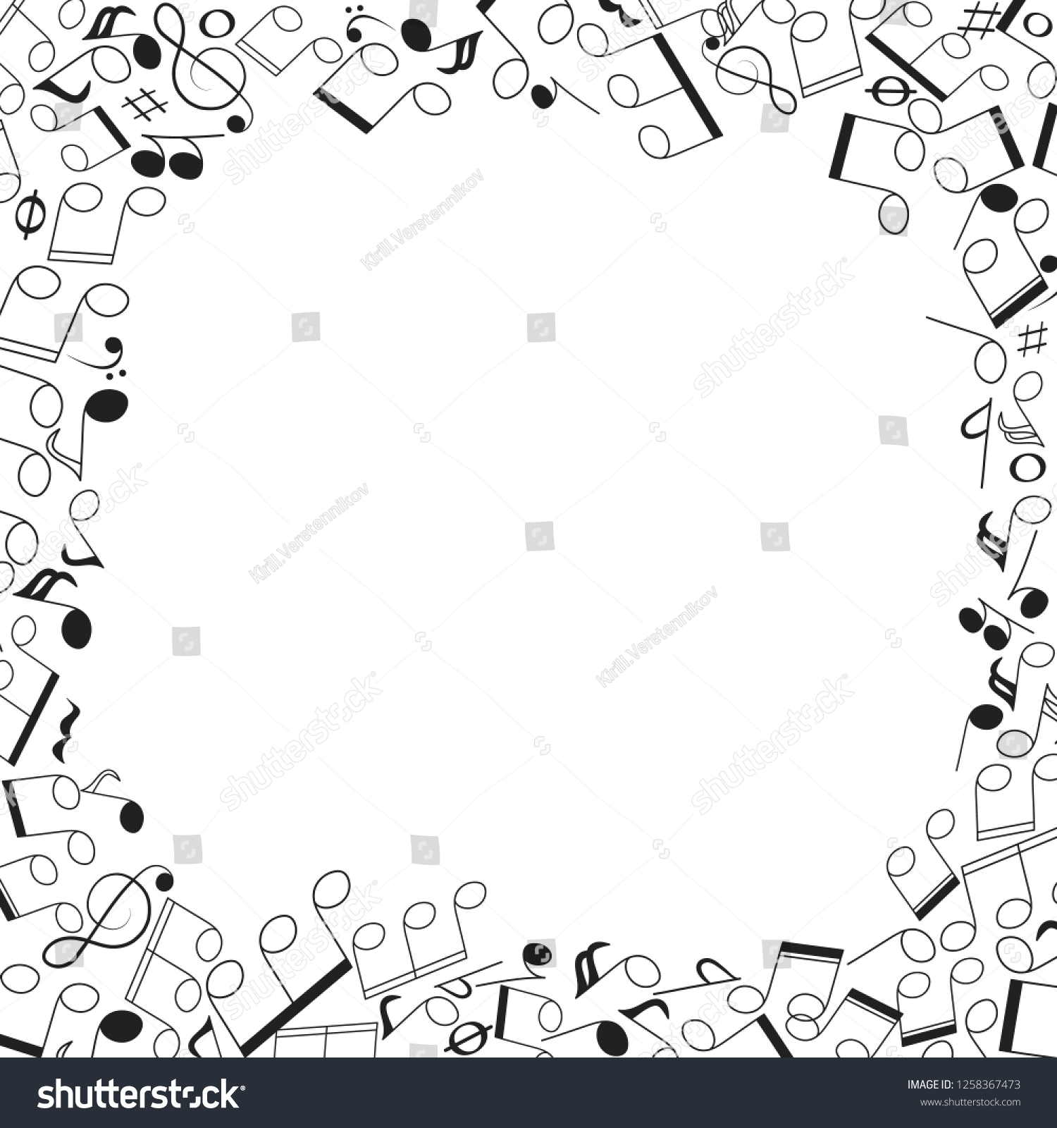 Musical Note Clef Frame Border Music Stock Vector (Royalty Free) 1258367473