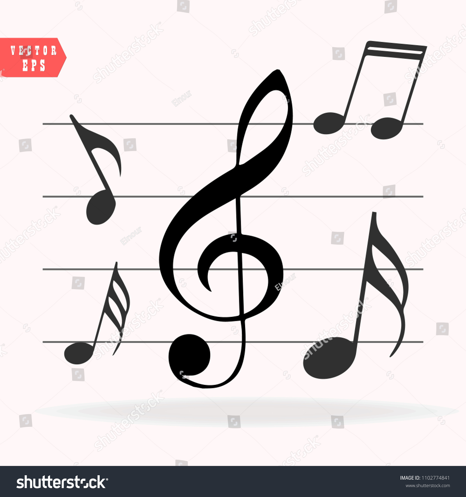 Musical Notes On Scale Music Note Stock Vector (Royalty Free) 1102774841