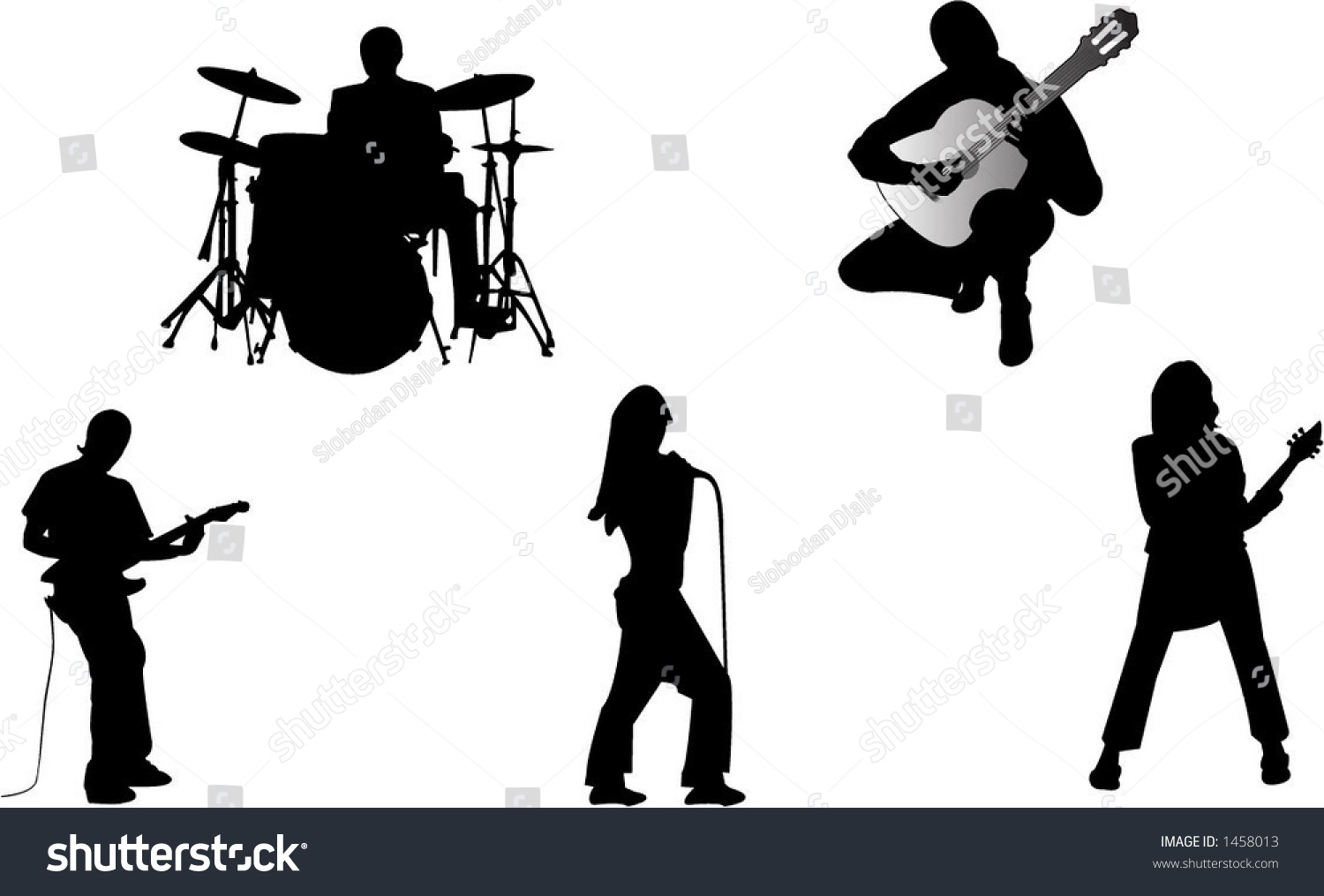Musicians Band Silhouettes Stock Vector 1458013 - Shutterstock