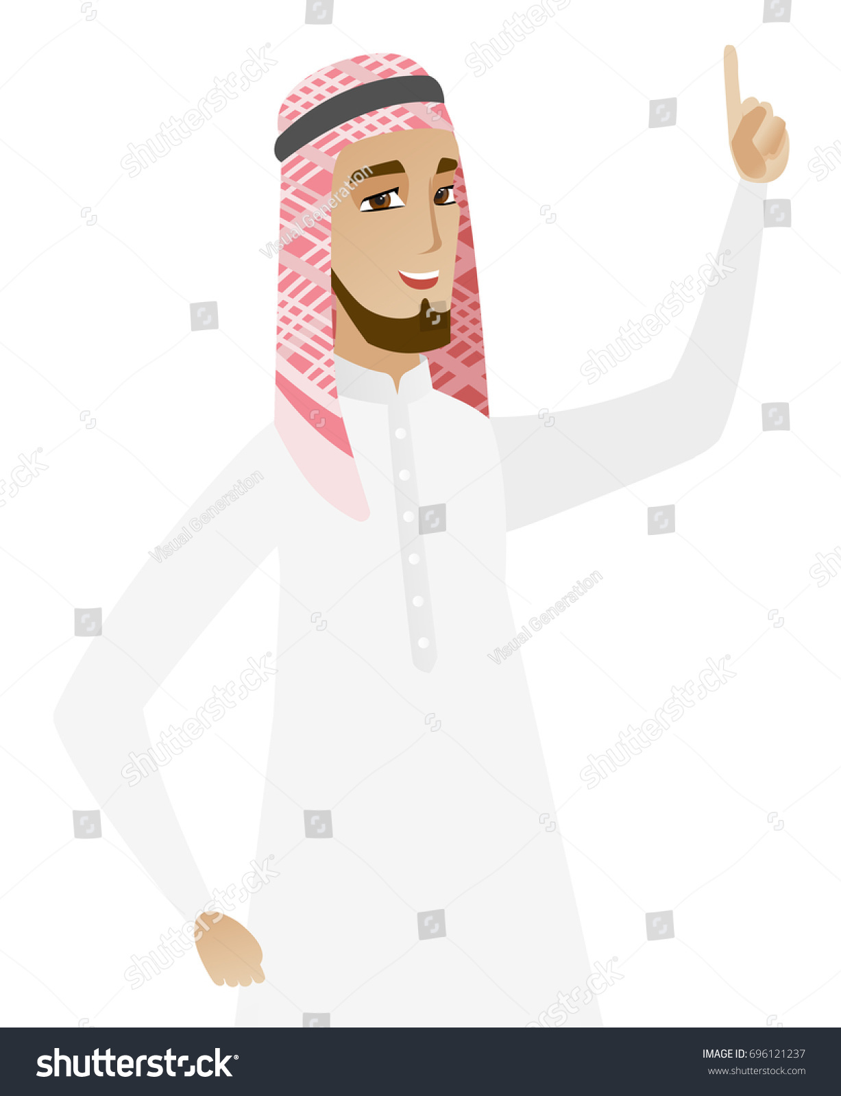 Muslim Businessman Headscarf Pointing His Finger Stock Vector (Royalty ...