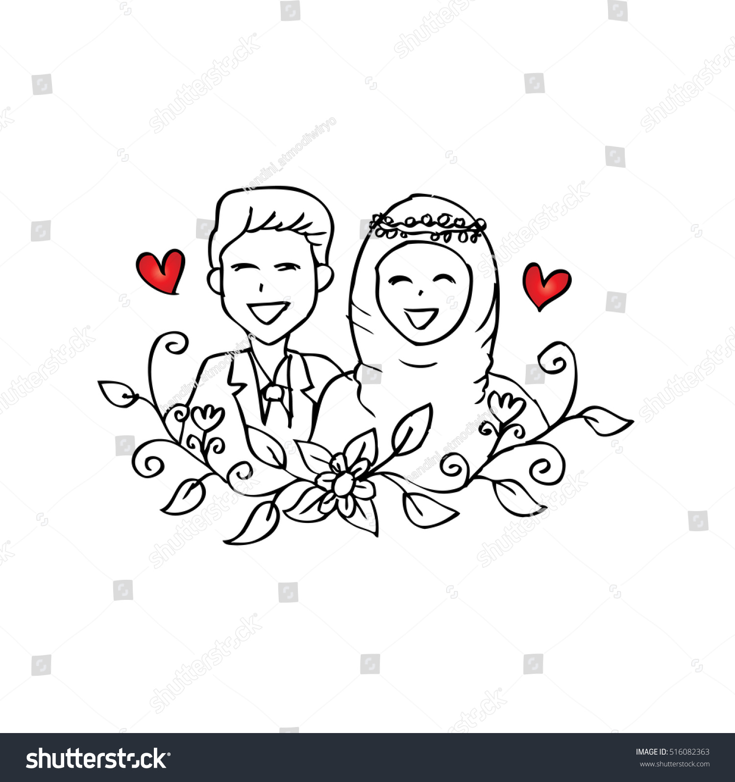 Muslim Couple Wedding Card Stock Vector 516082363