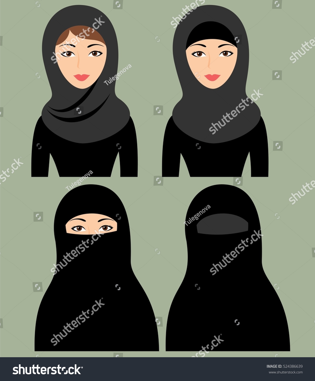 Muslim Female Headgear Traditional Hijab Collection Stock 