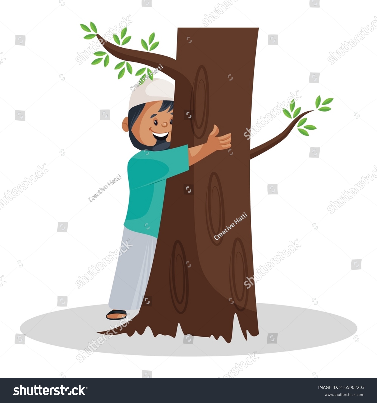 Muslim Gardener Hugging Tree Vector Graphic Stock Vector (Royalty Free ...