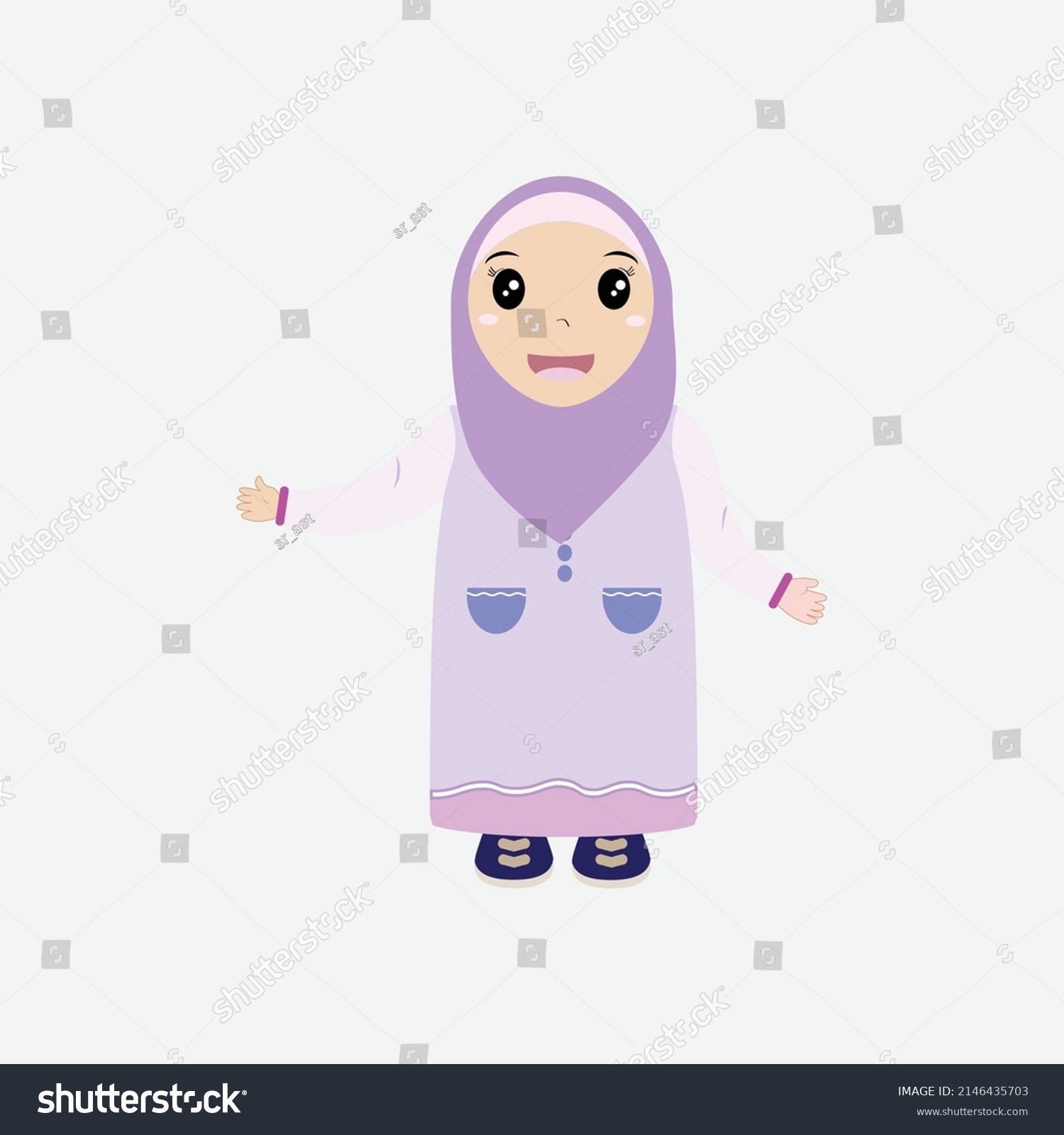 Muslim Kids Cartoon Vector Illustration Stock Vector (Royalty Free ...