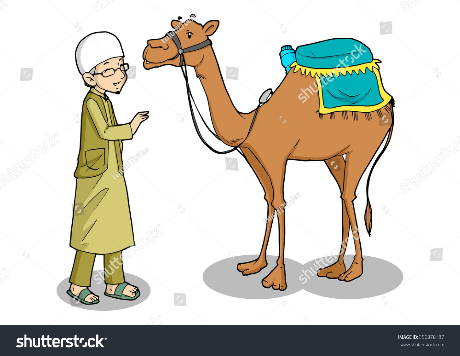 Muslim Man Desert Camel Stock Vector 356878187 - Shutterstock