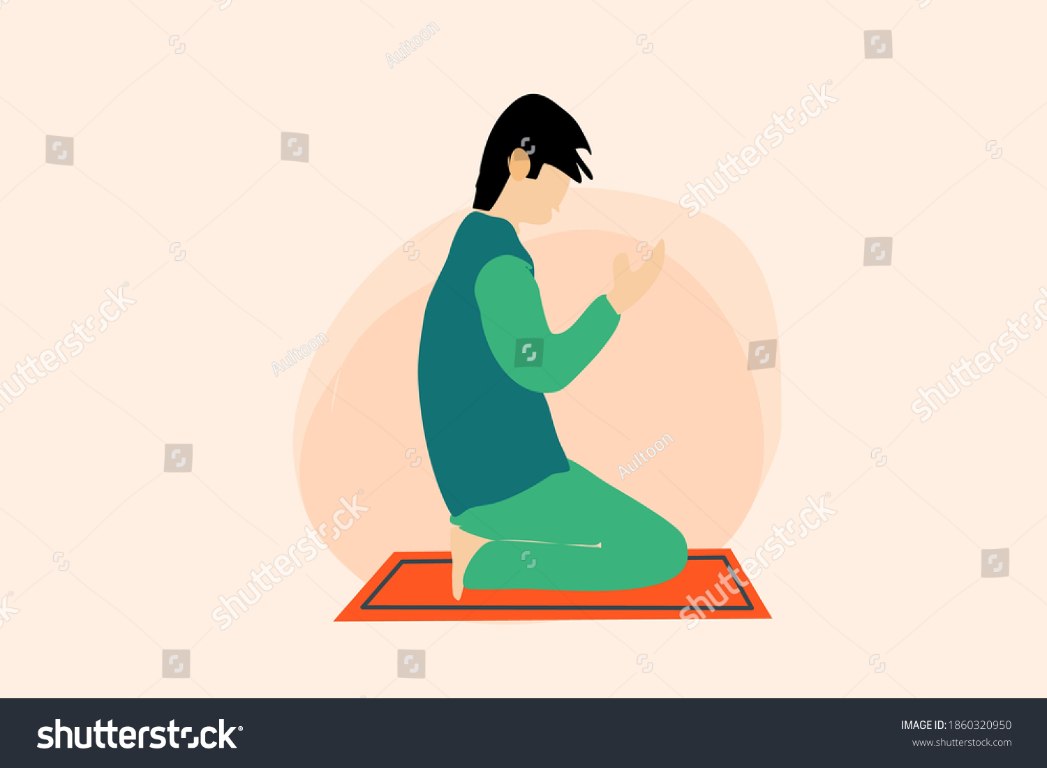 Muslim Man Praying Sajjadah Stock Vector (Royalty Free) 1860320950 ...