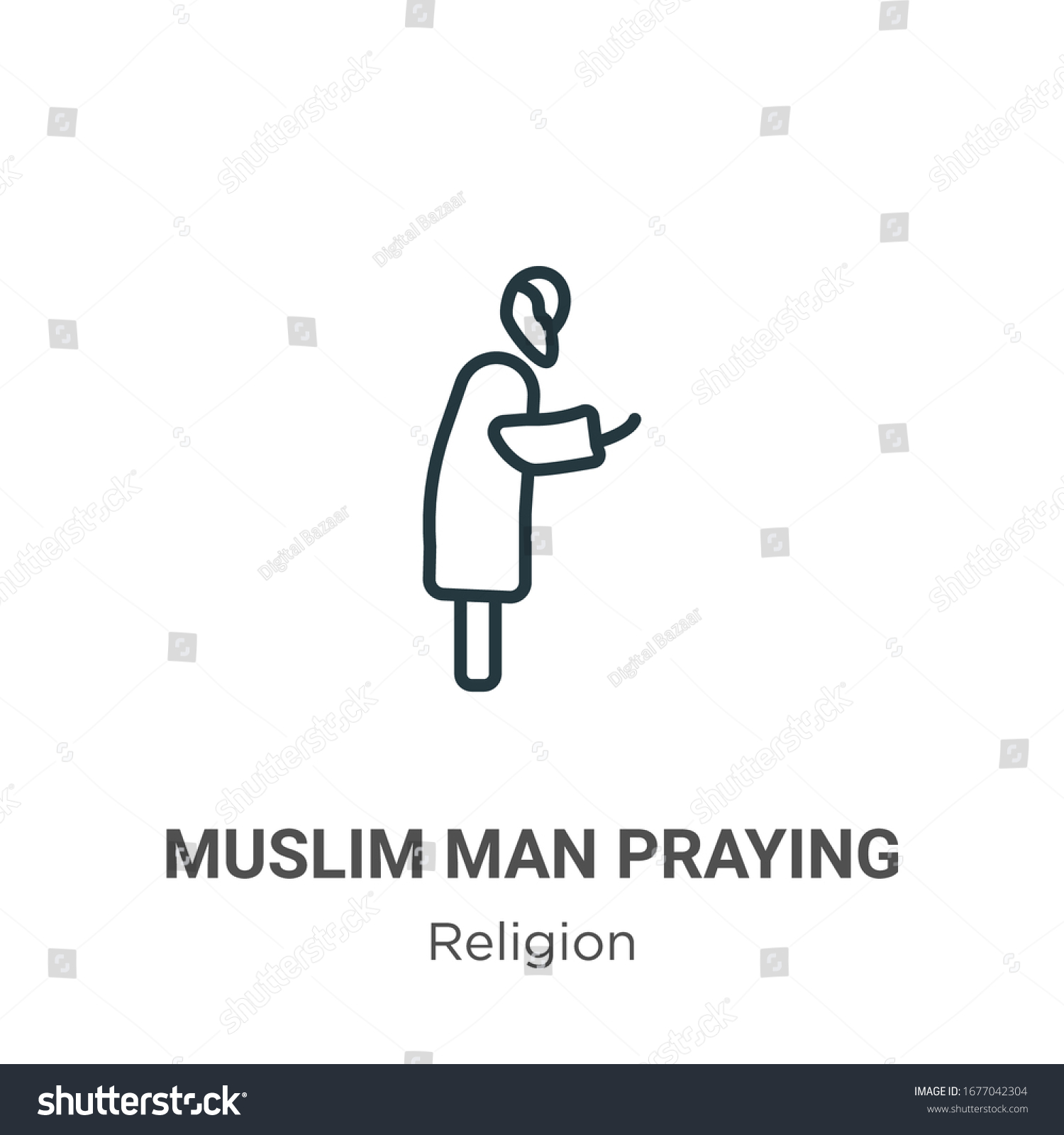 Muslim Man Praying Outline Vector Icon Stock Vector (Royalty Free ...